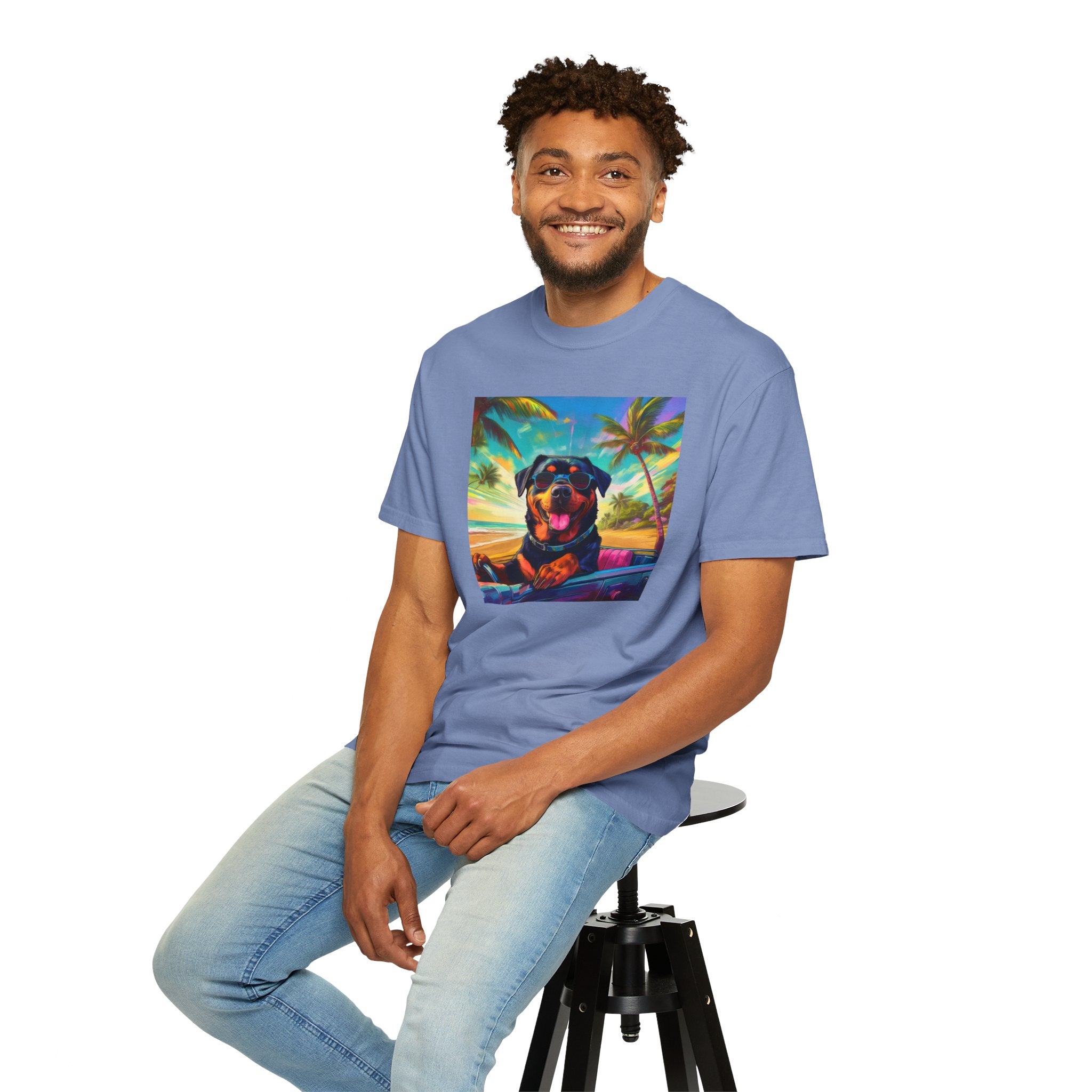 Rottweiler Beach Drive Unisex Garment-Dyed T-shirt