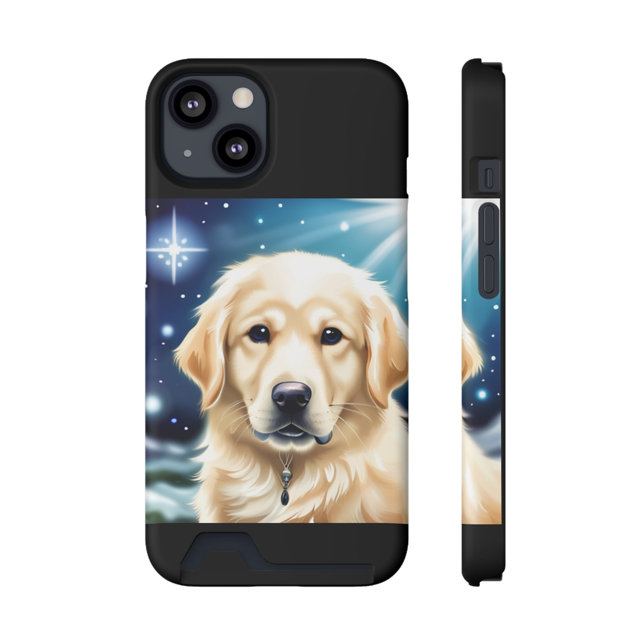 Golden Retriever Stary Night Phone Case with Card Holder
