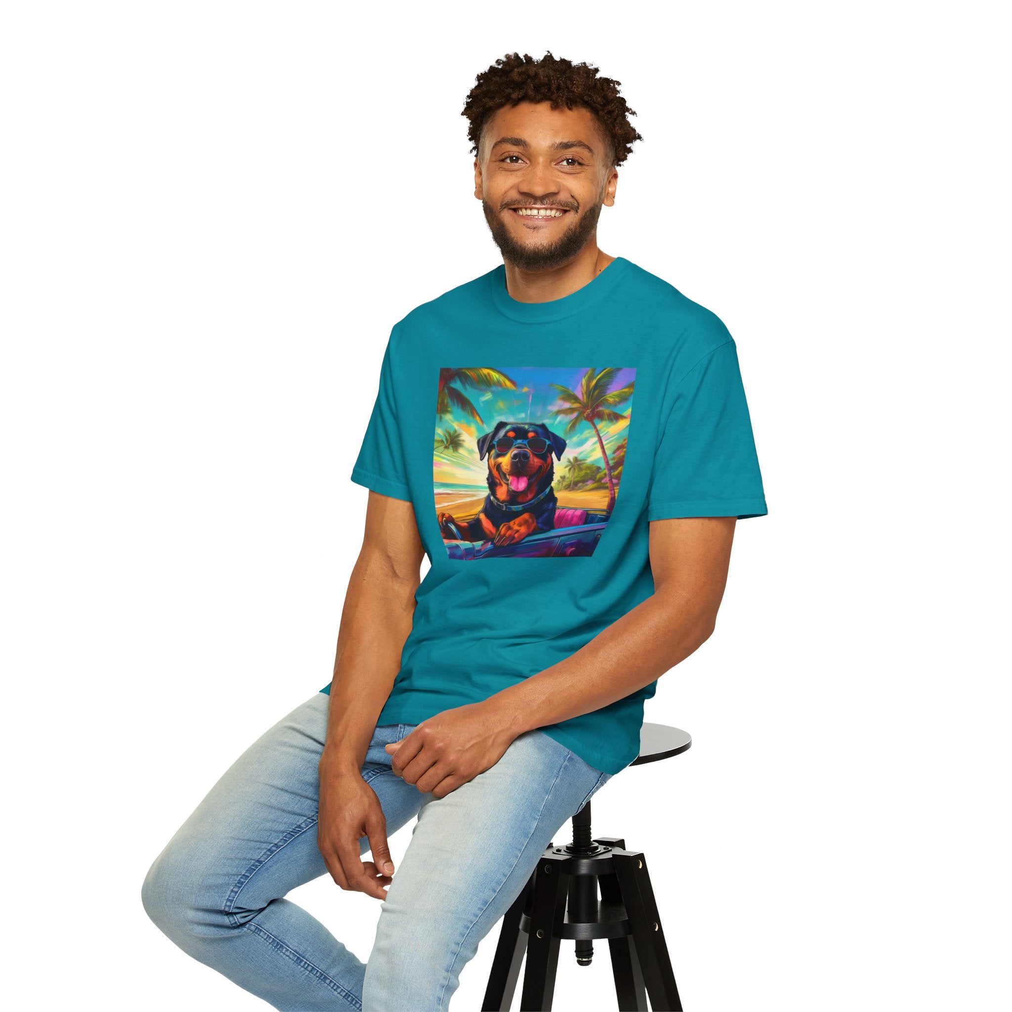 Rottweiler Beach Drive Unisex Garment-Dyed T-shirt