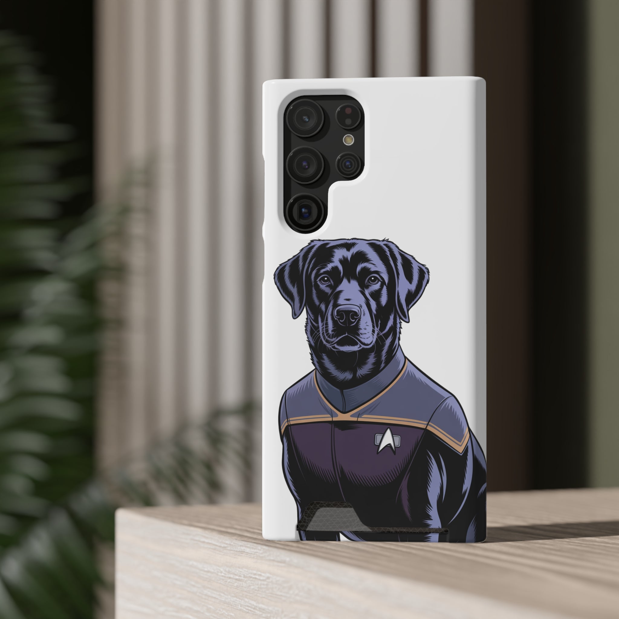 Black Lab Dog-Fleet Phone Case with Card Holder