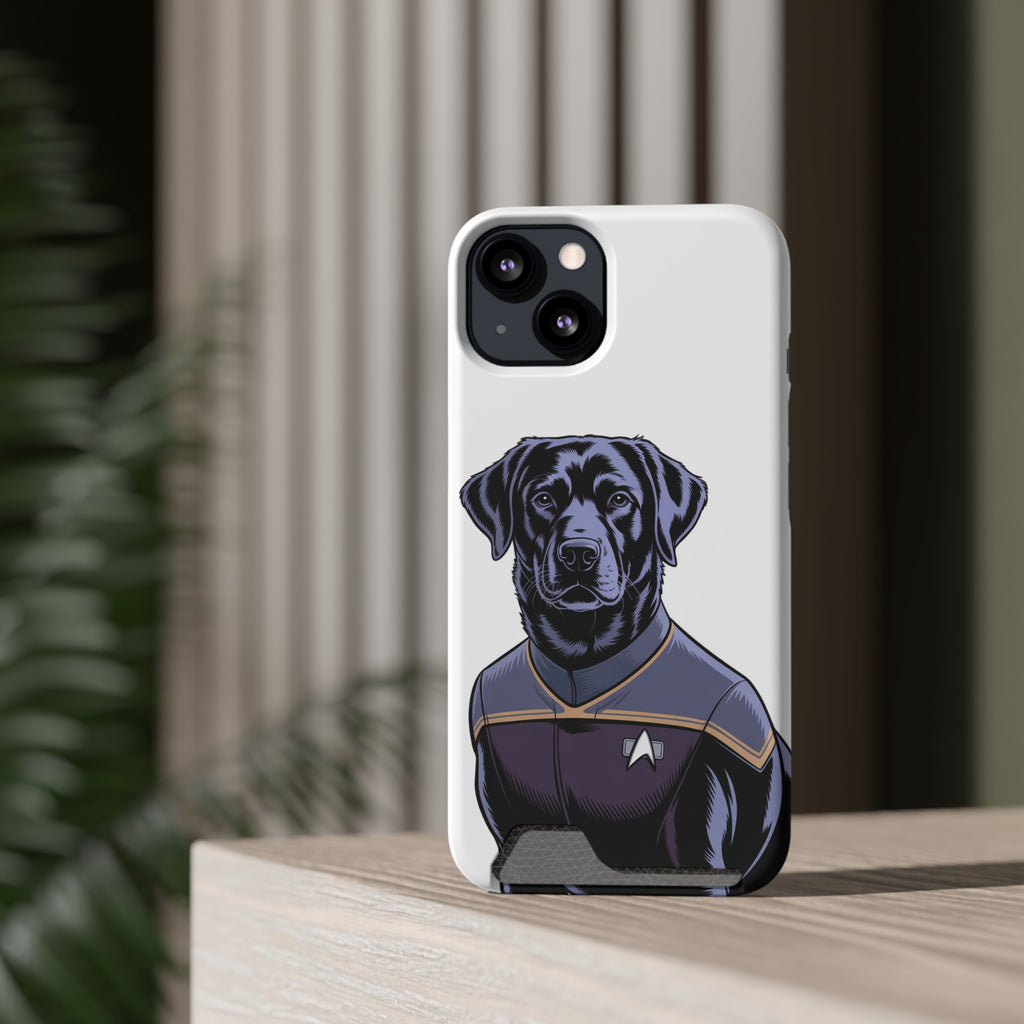Black Lab Dog-Fleet Phone Case with Card Holder