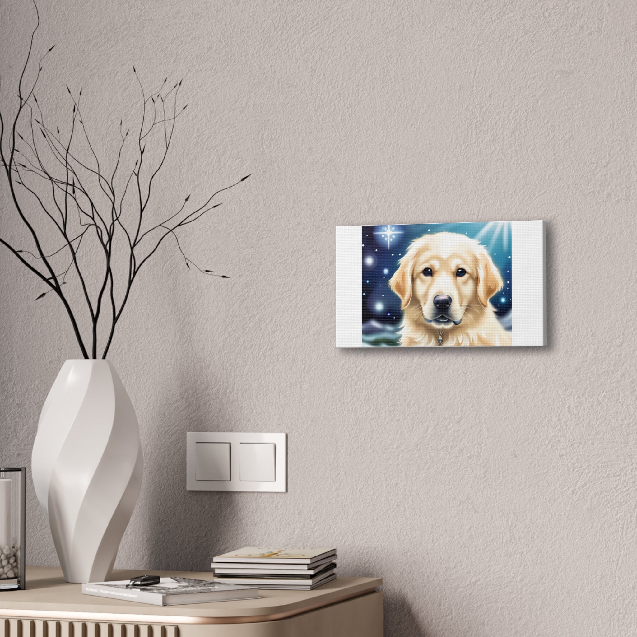 Golden Retriever Stary Night Canvas Stretched, 0.75"