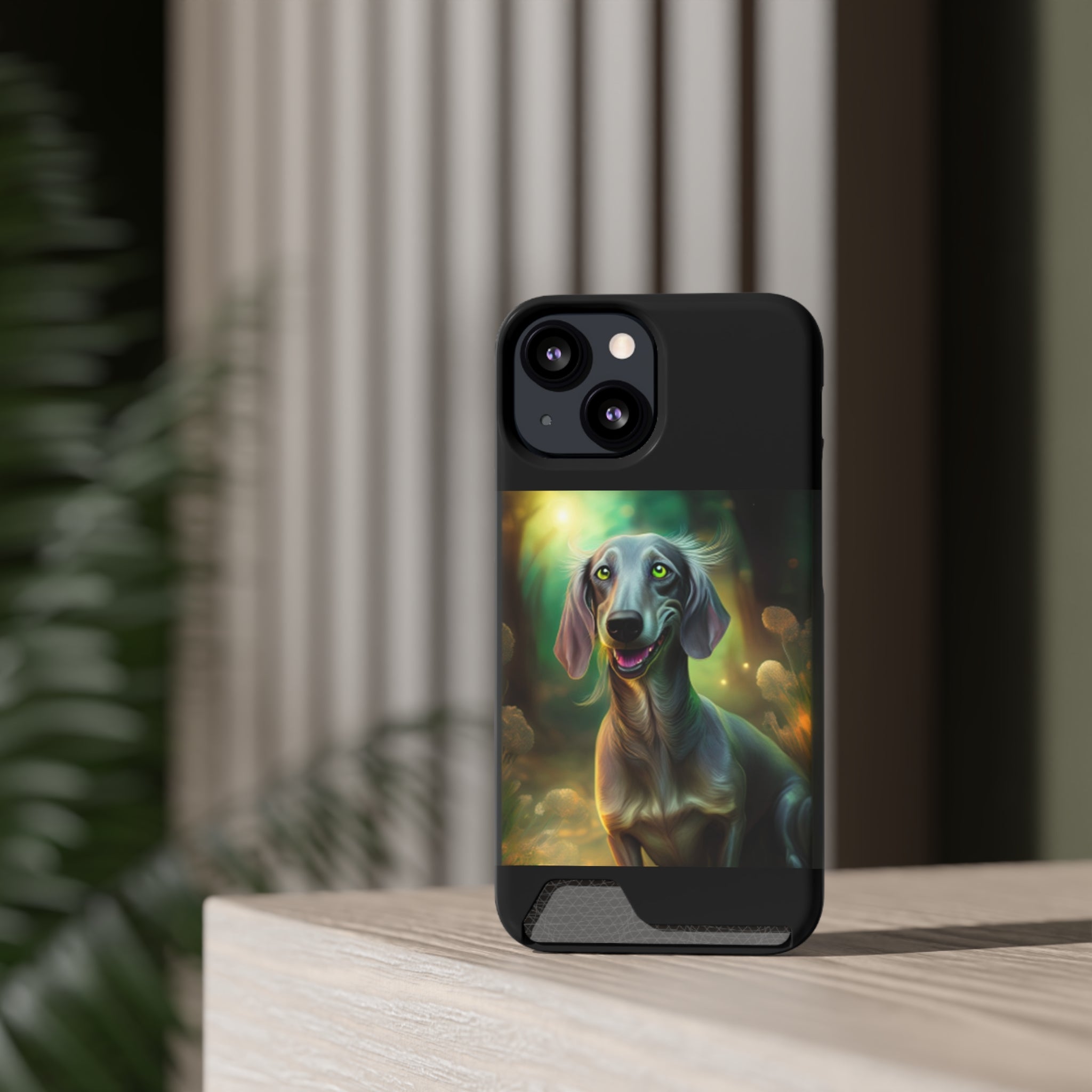 Dachshund Silver Grey Phone Case with Card Holder