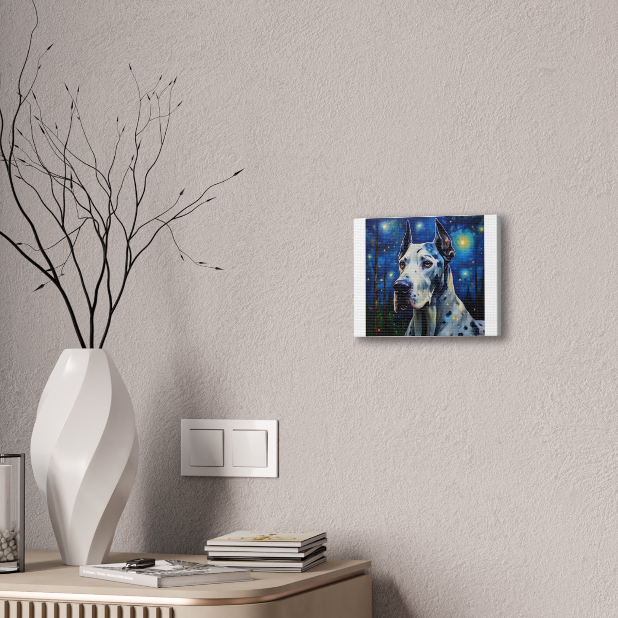 Great Dane Stary Night Canvas Stretched, 0.75"