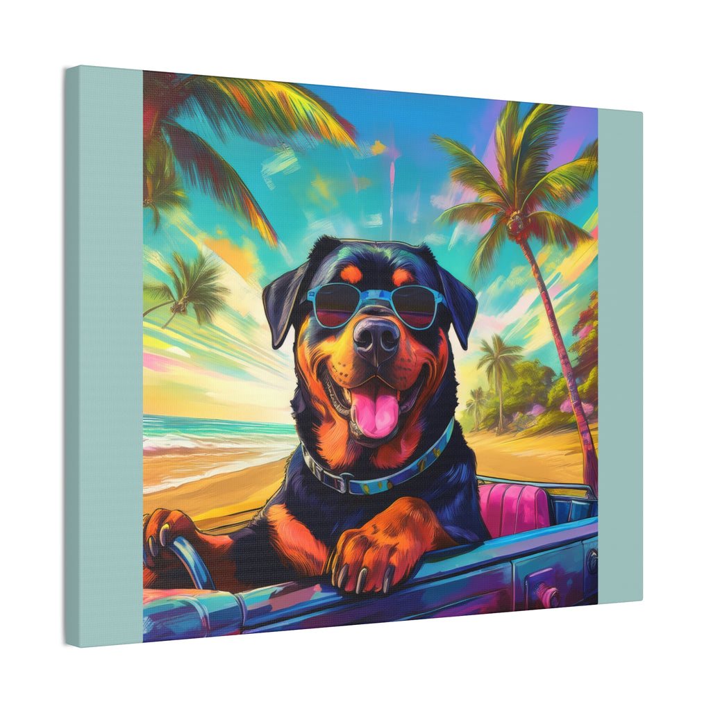 Rottweiler Beach Drive Canvas Painting
