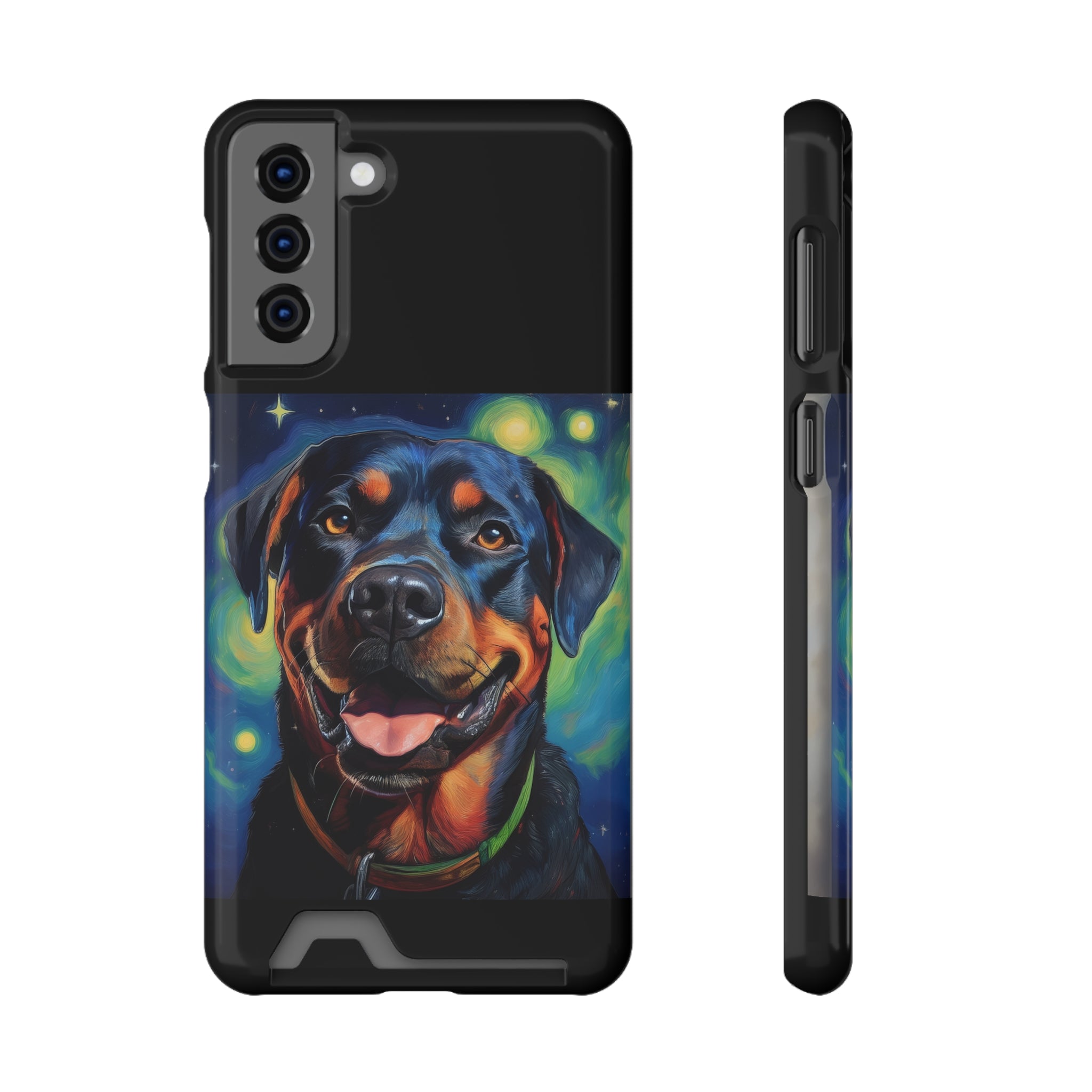 Rottweiler Stary Night Phone Case with Card Holder