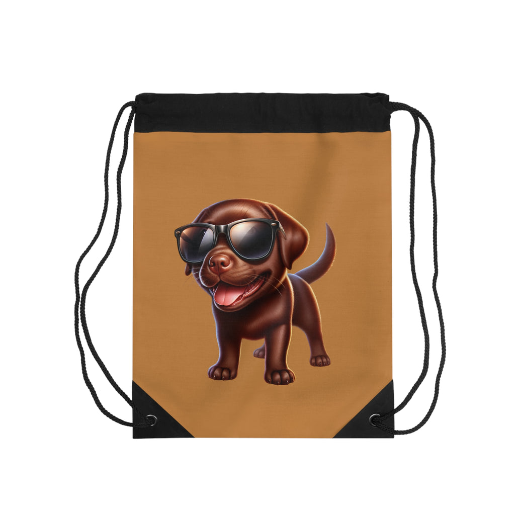 Chocolate Lab w/ Sunglasses Drawstring Bag