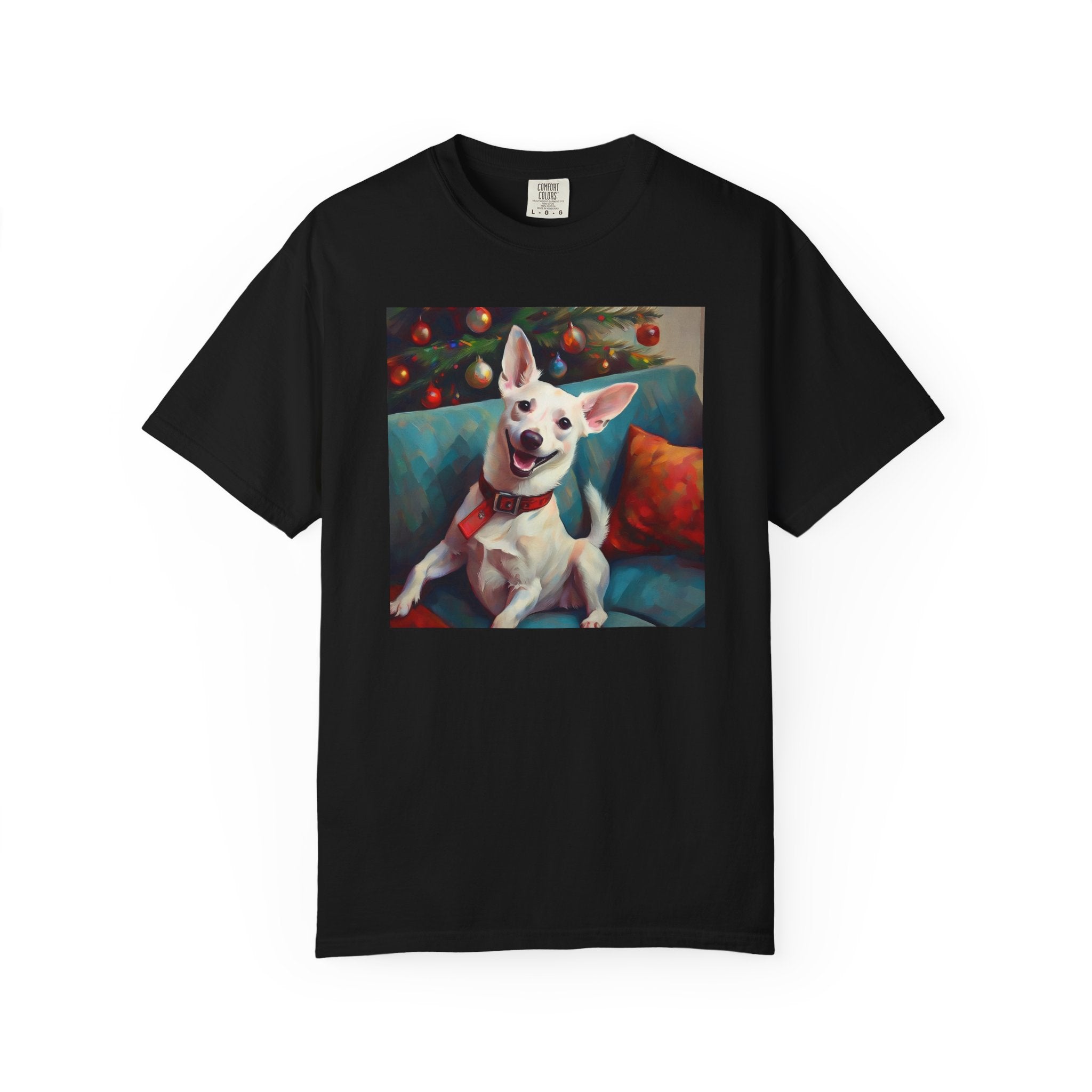 White Corgi Holiday II Unisex Garment-Dyed T-shirt