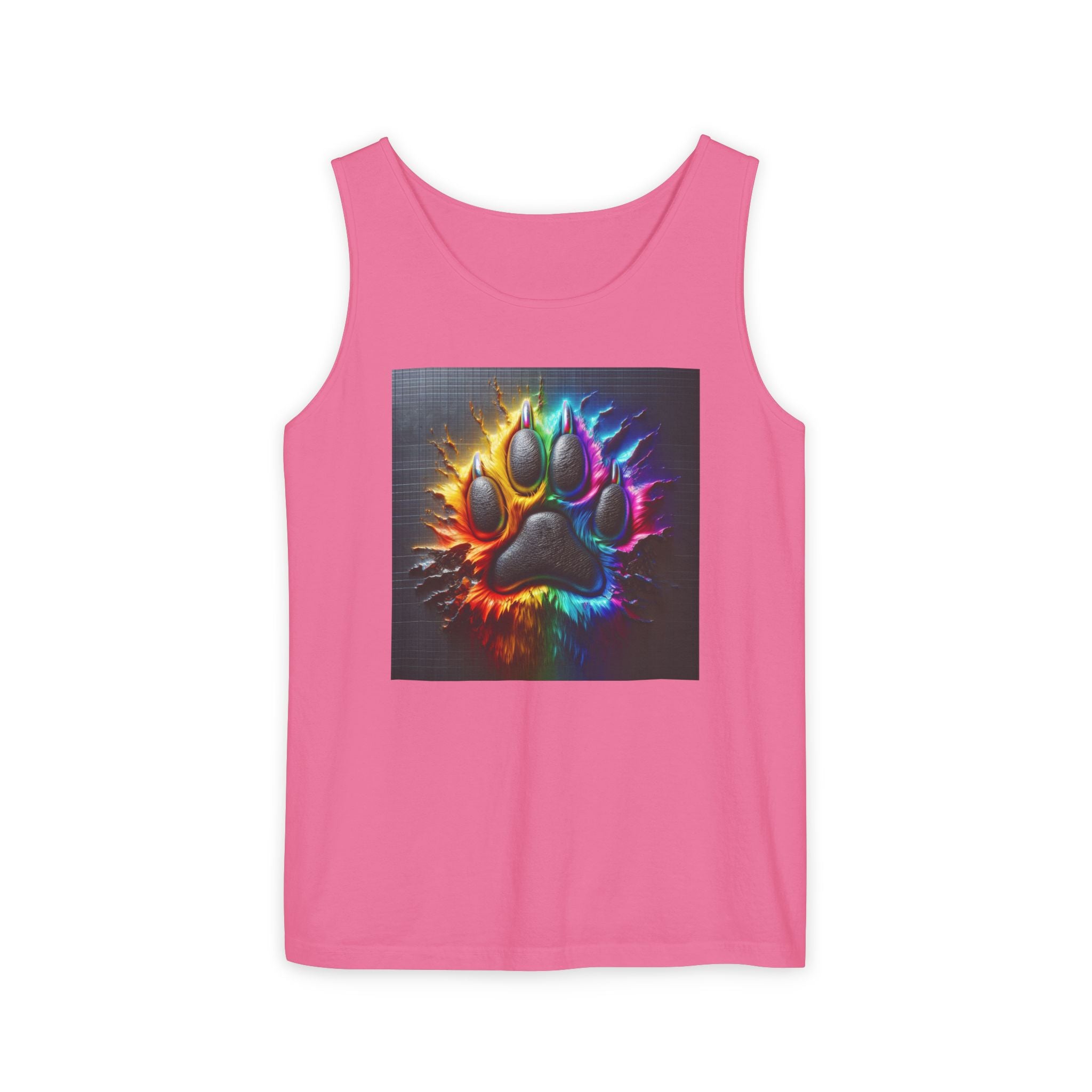 Electric Rainbow Dog Paw Unisex Tank Top