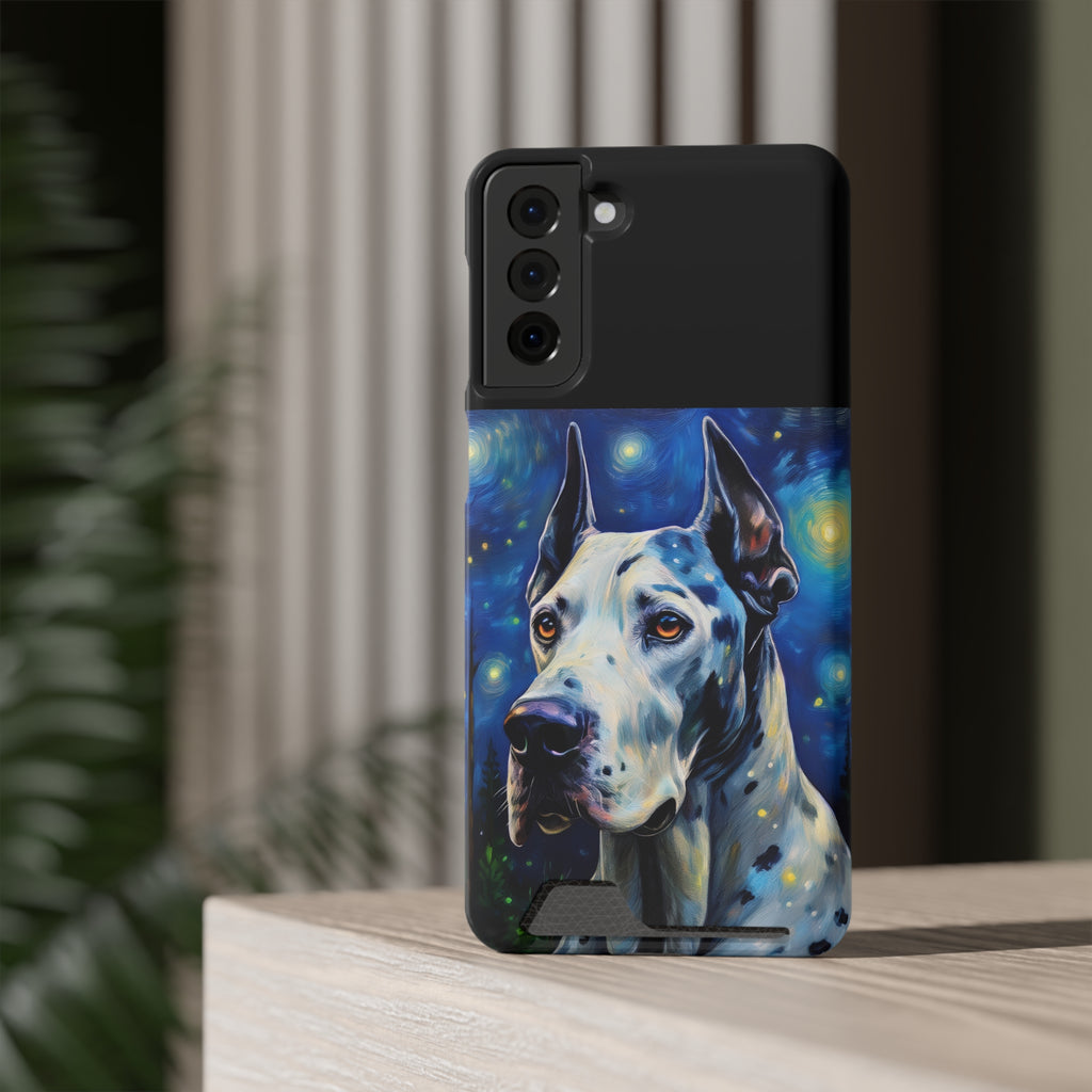 Great Dane Stary Night Phone Case with Card Holder