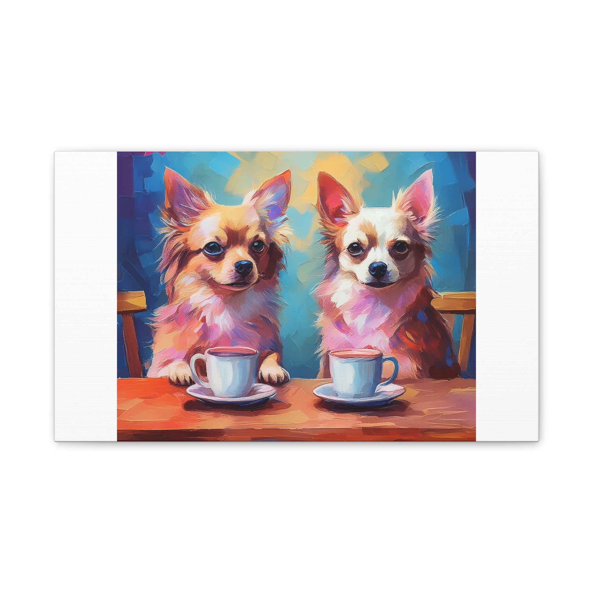 Cafe con Chihuahua Canvas Stretched, 0.75"