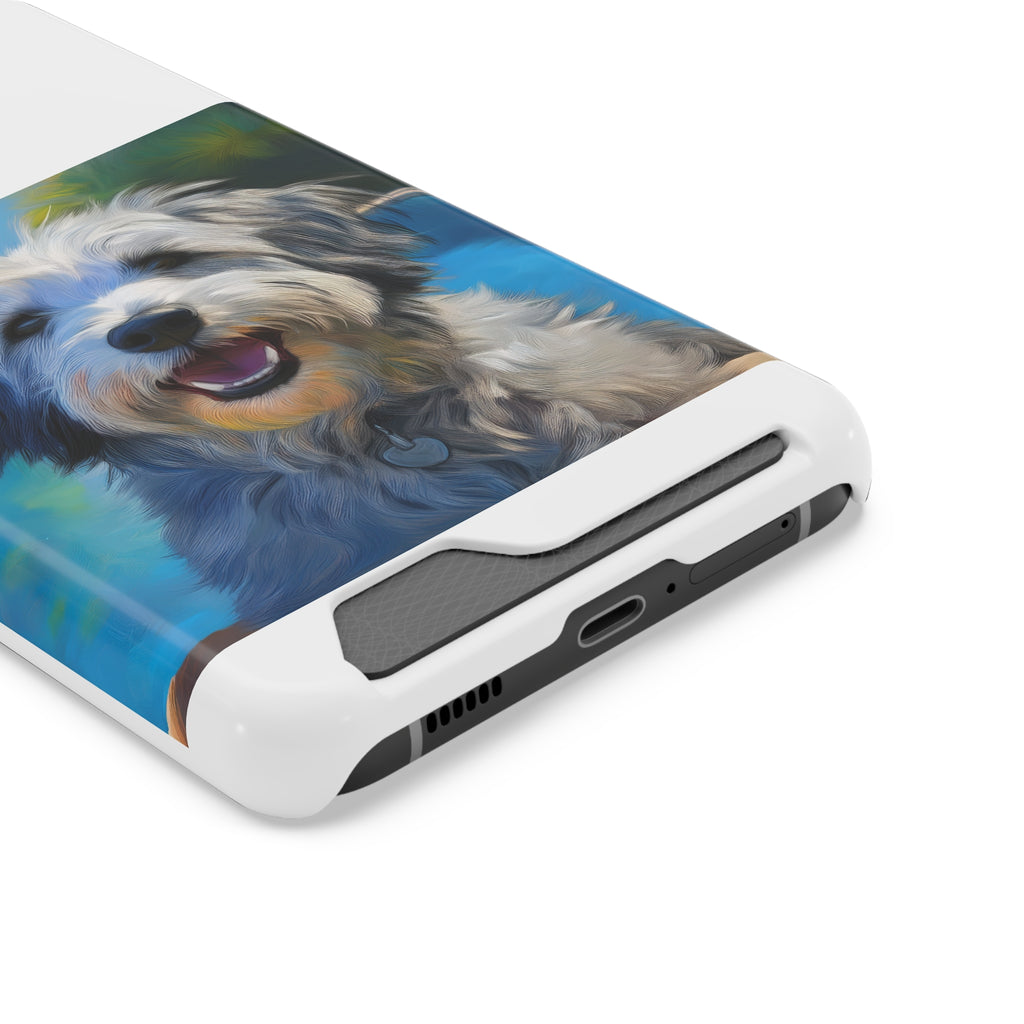 Grey Shaggy Dog Poolside Phone Case with Card Holder