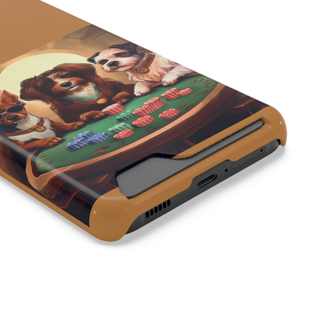 Puppy Poker Phone Case with Card Holder