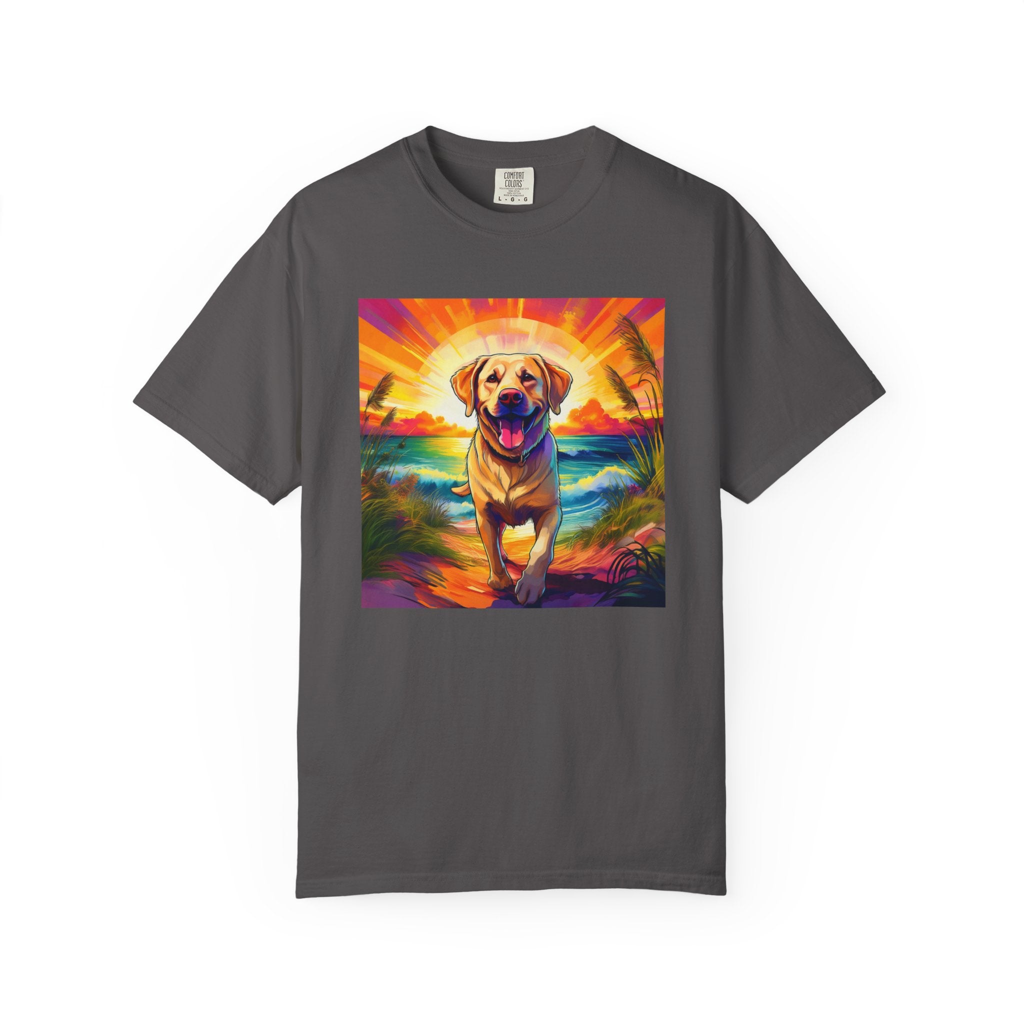 Yellow Lab Sunset Beach Unisex Garment-Dyed T-shirt