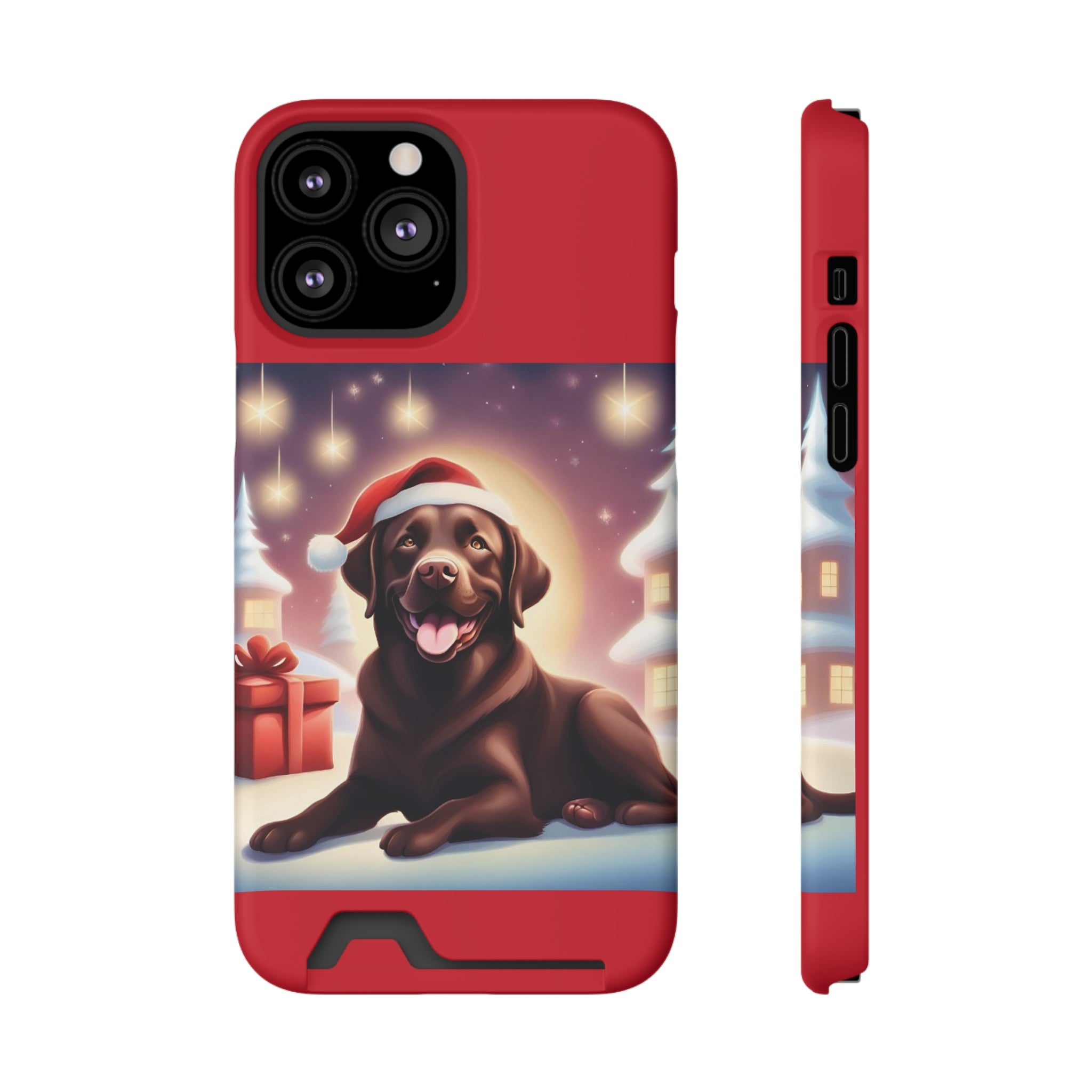 Choclate Lab Holiday Phone Case with Card Holder