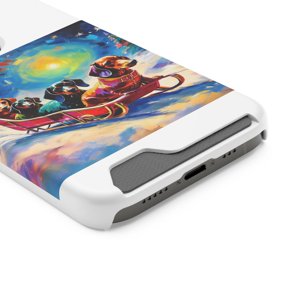 Dachshund Night Sleighride Phone Case with Card Holder
