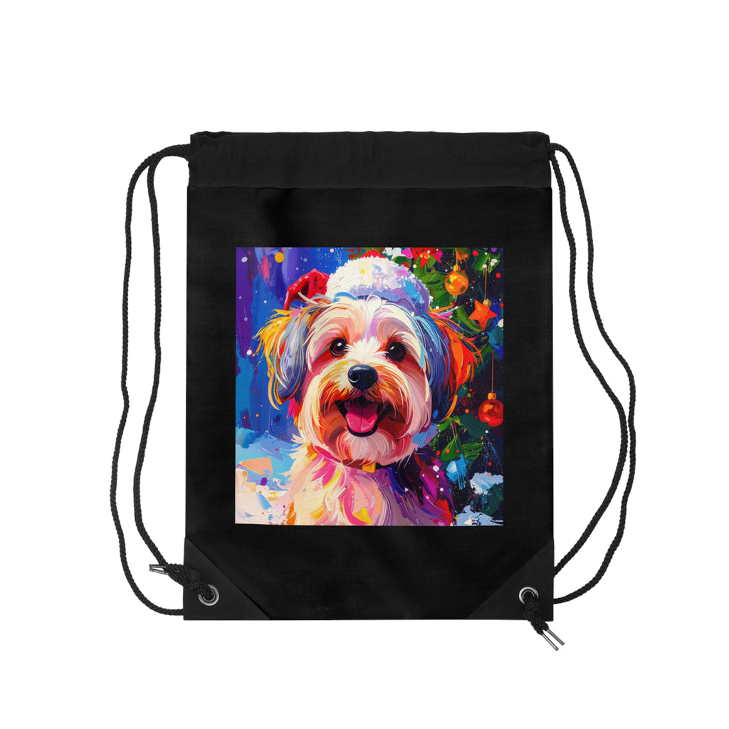 Yorkie Holiday II Drawstring Bag