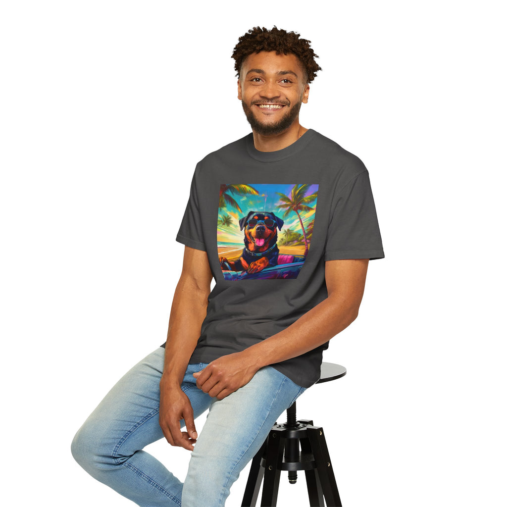 Rottweiler Beach Drive Unisex Garment-Dyed T-shirt