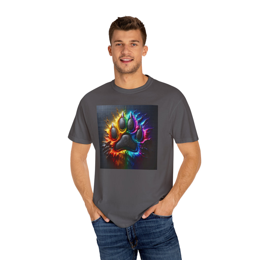 Electric Rainbow Dog Paw Unisex Garment-Dyed T-shirt