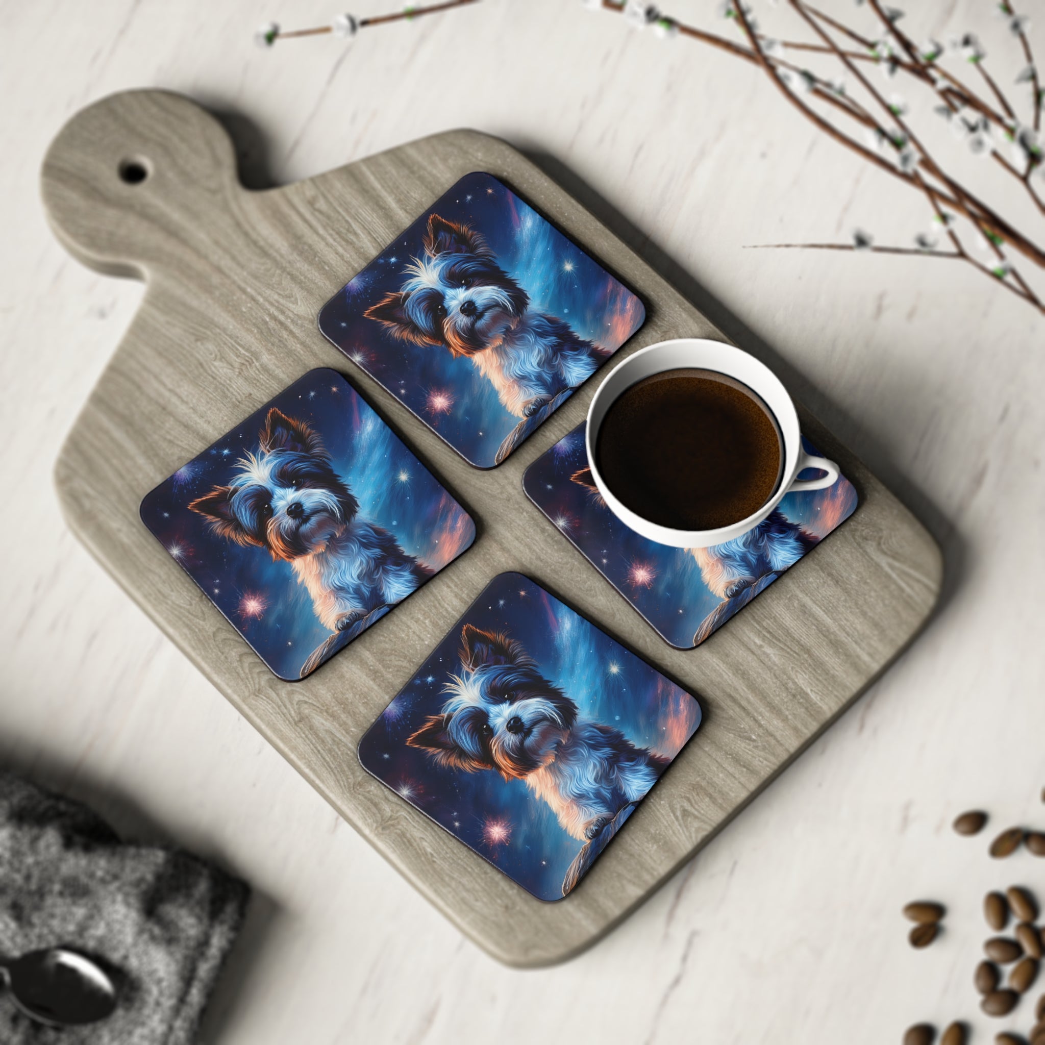 Biewer Terrier Stary Night Coasters