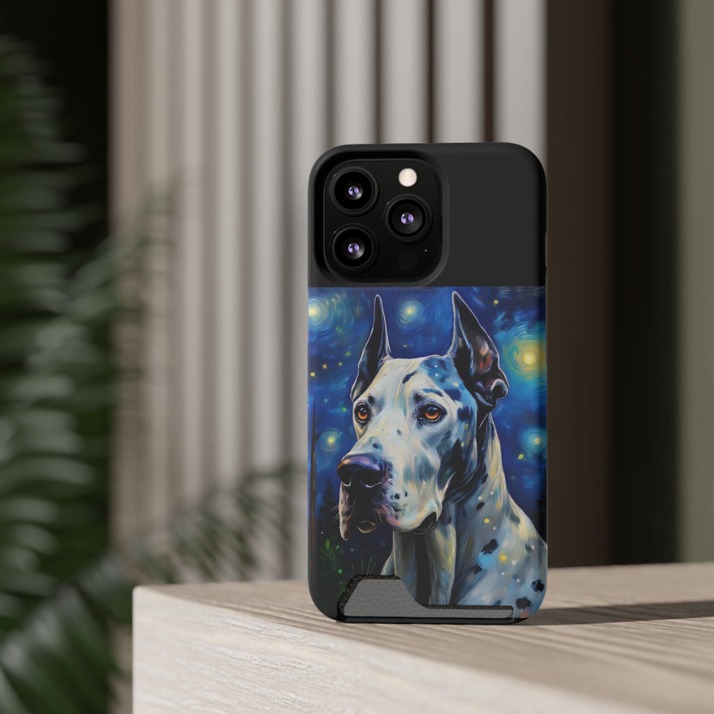 Great Dane Stary Night Phone Case with Card Holder