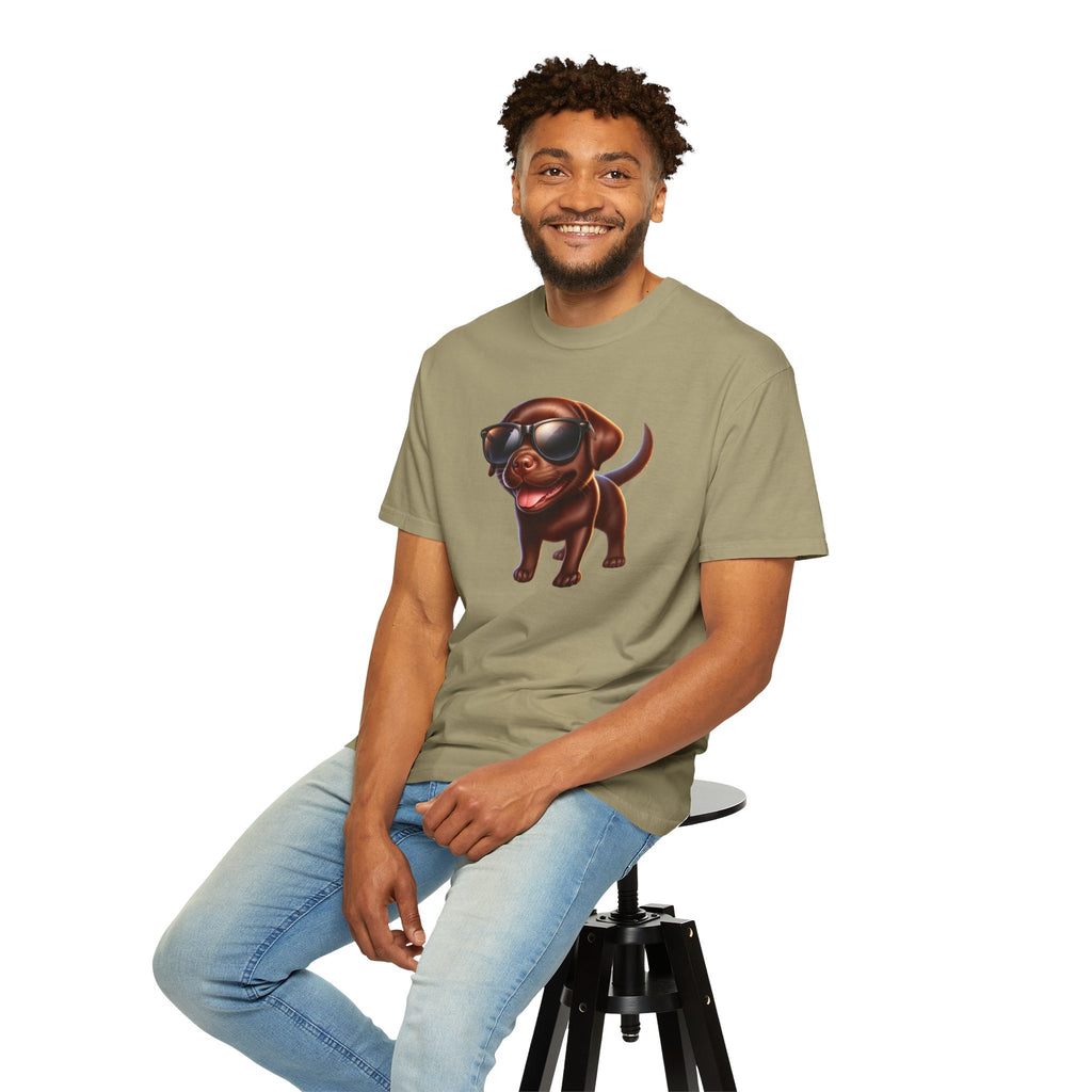 Chocolate Lab w/ sunglasses Unisex Garment-Dyed T-shirt