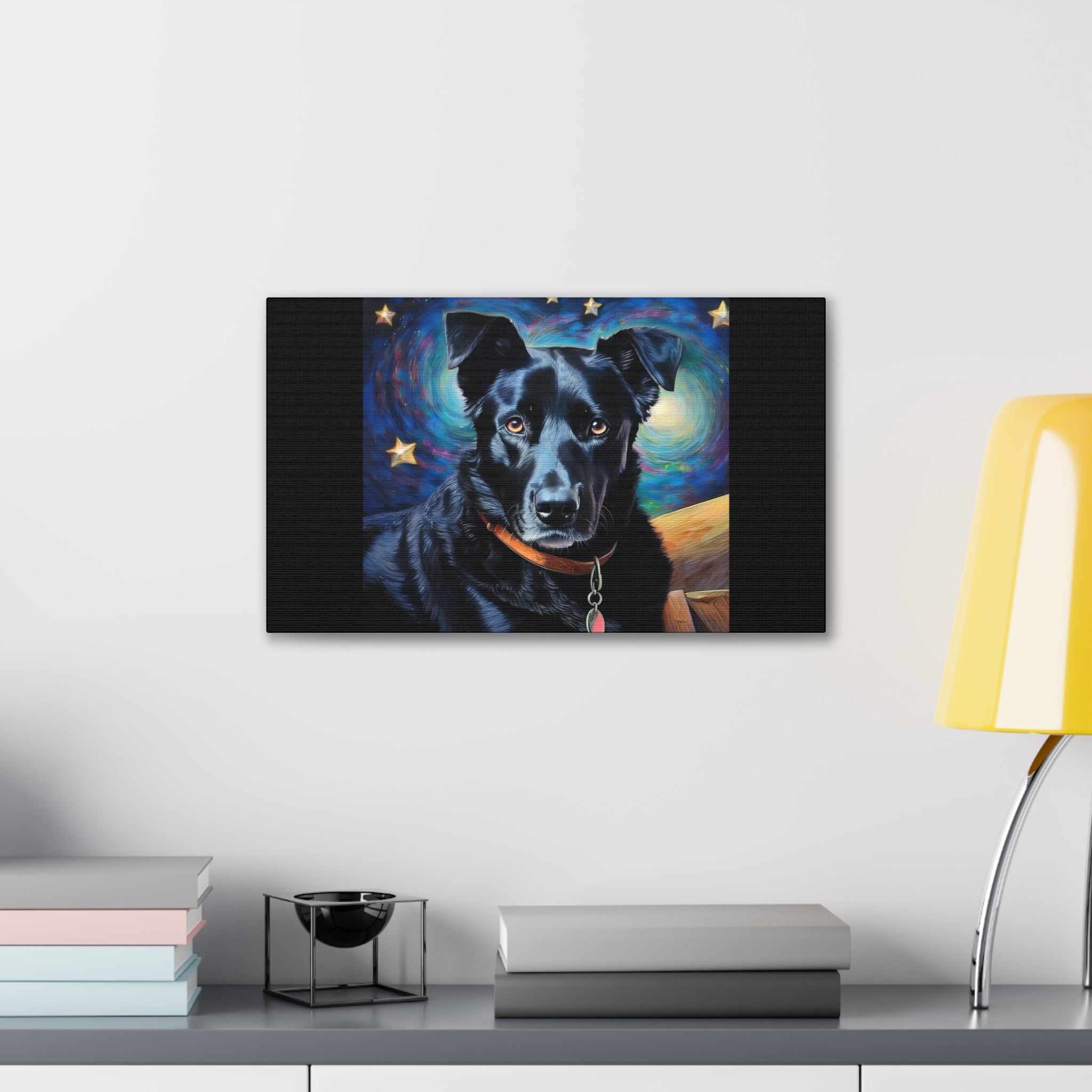 Black Shepherd Lab Stary Night Cavas Painting