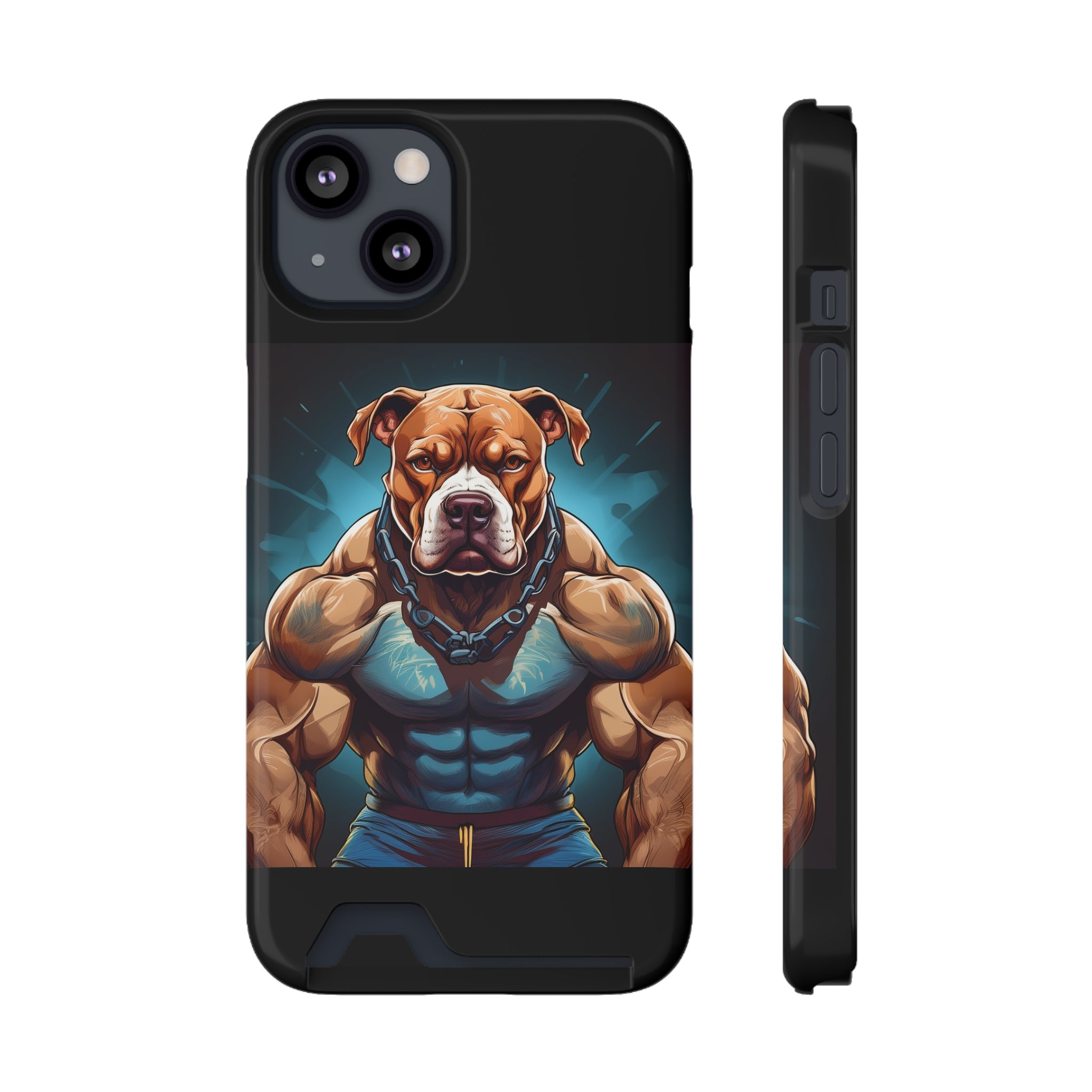 Pitbull Body Builder Phone Case with Card Holder