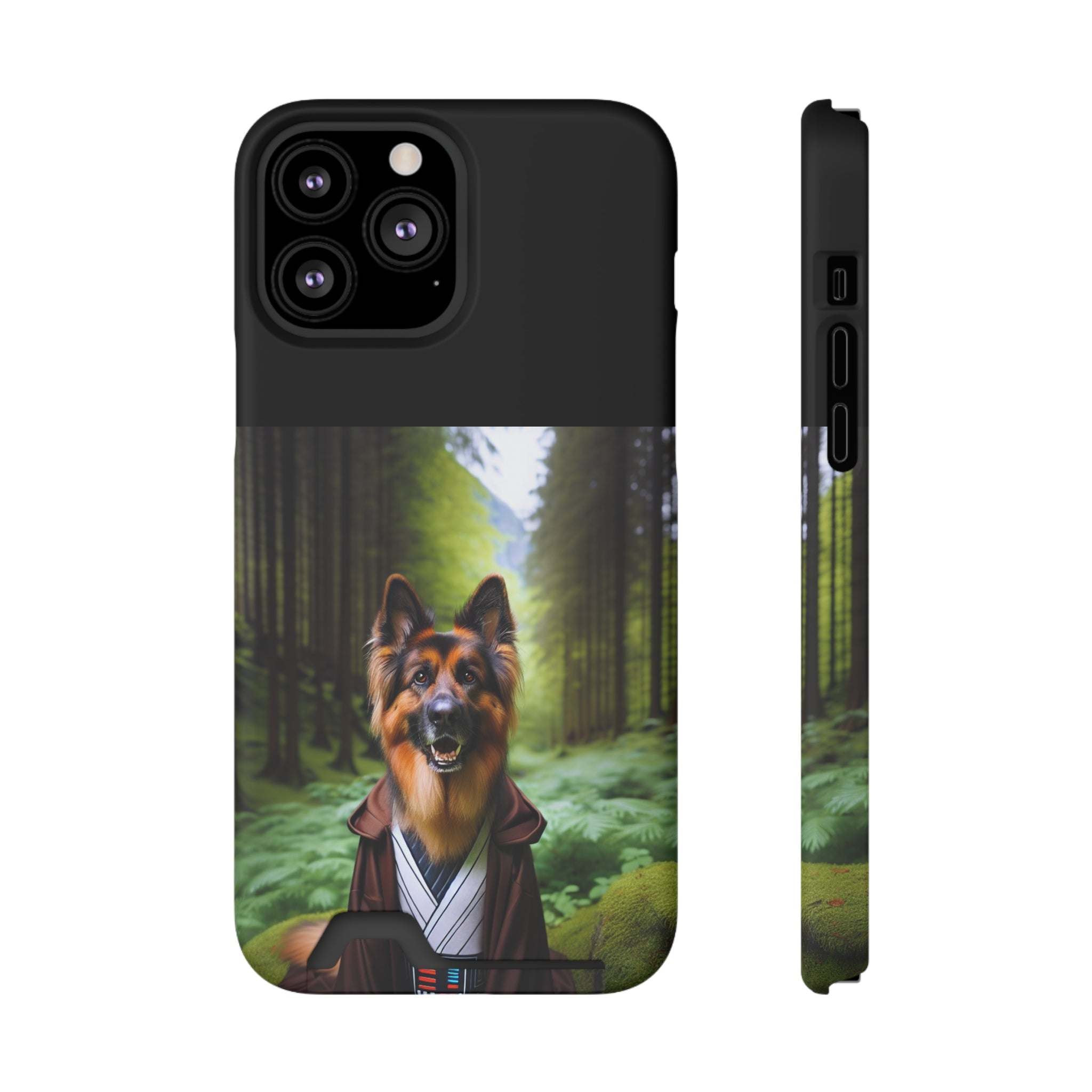 German Shepherd Forest Night Phone Case with Card Holder
