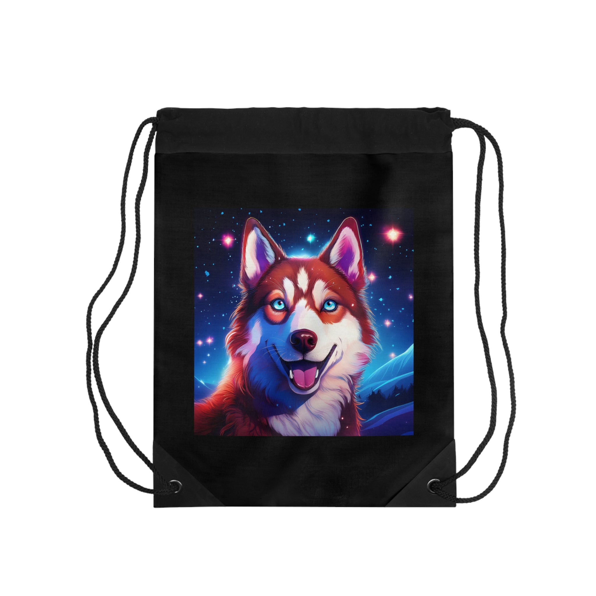 Eskimo Husky Stary Night Drawstring Bag