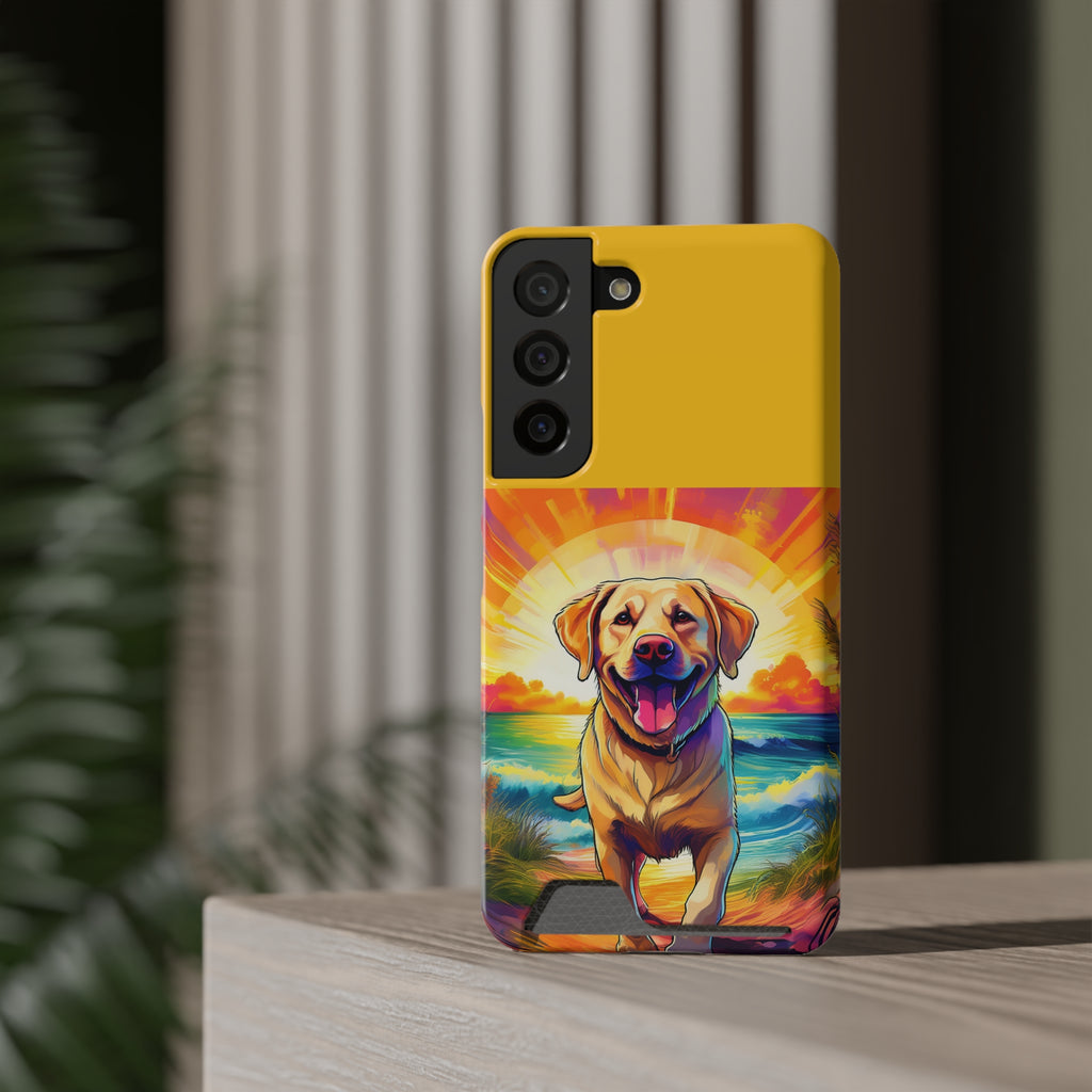 Yellow Lab Sunset Beach Phone Case with Card Holder