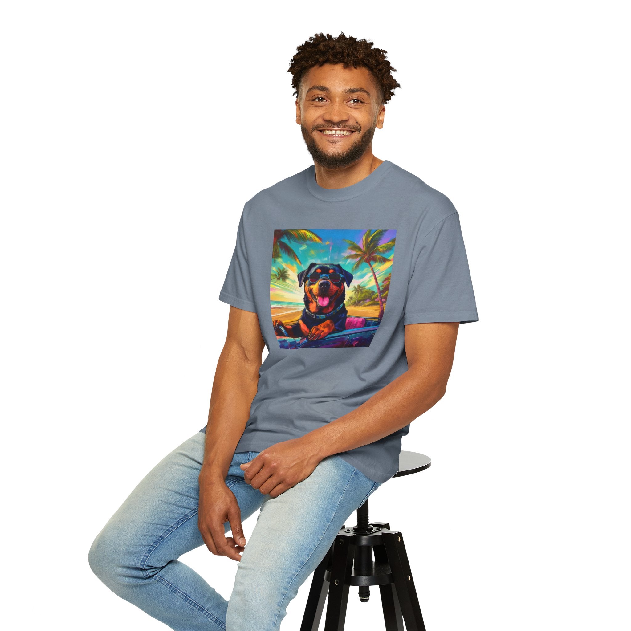 Rottweiler Beach Drive Unisex Garment-Dyed T-shirt