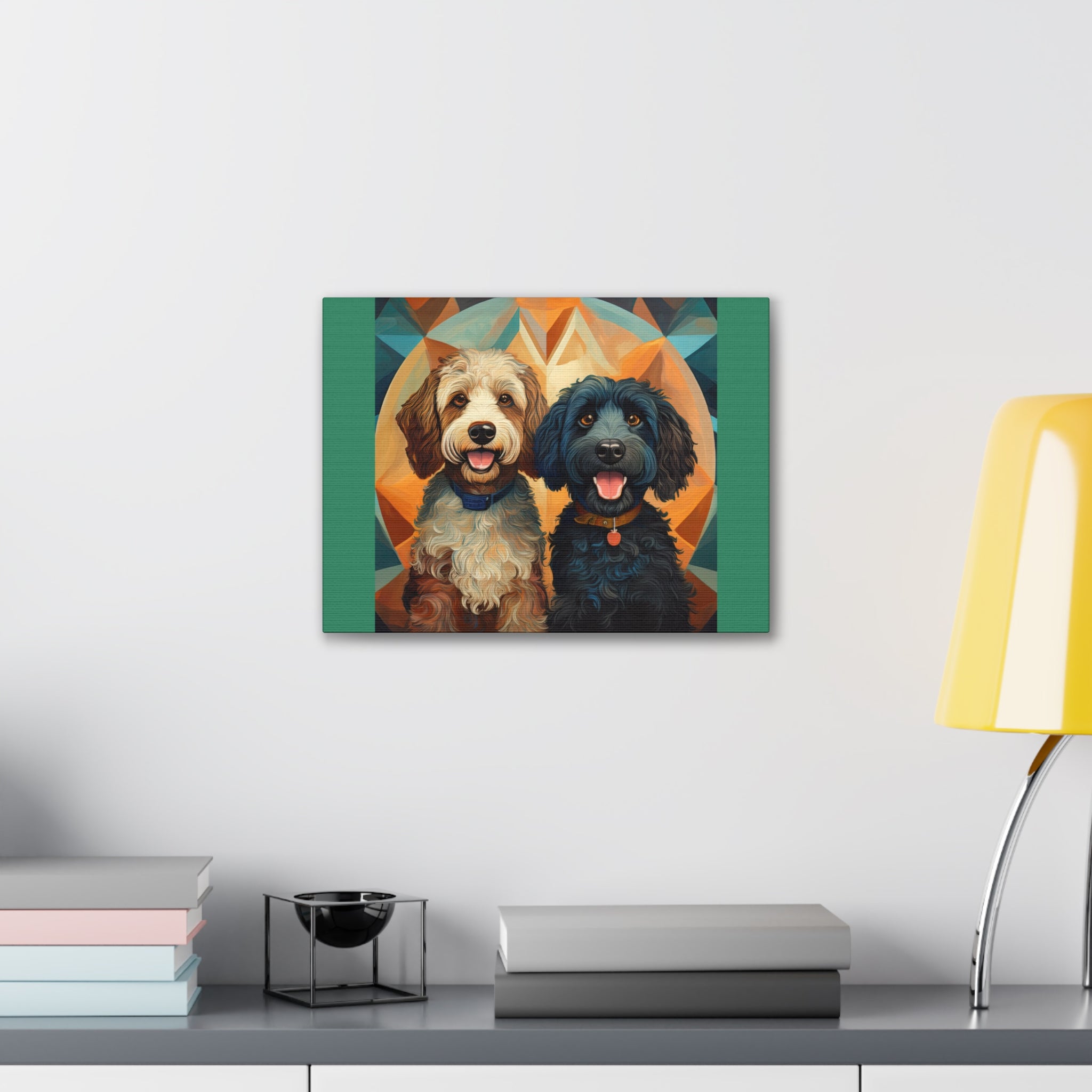 Doodles, Black & Tan Canvas Painting
