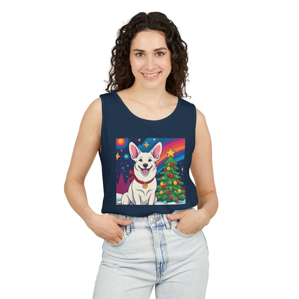 White Corgi Holiday Unisex Tank Top