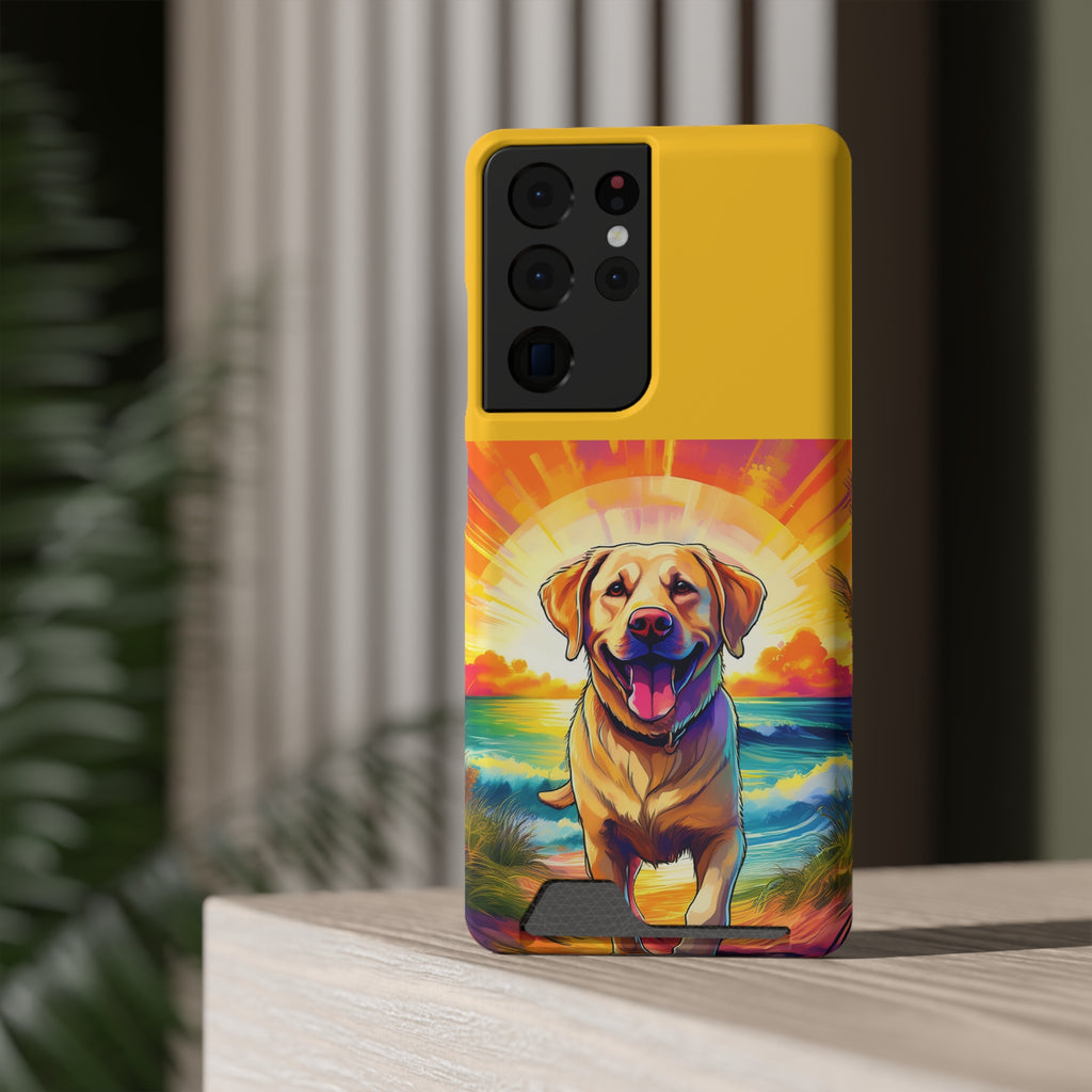 Yellow Lab Sunset Beach Phone Case with Card Holder