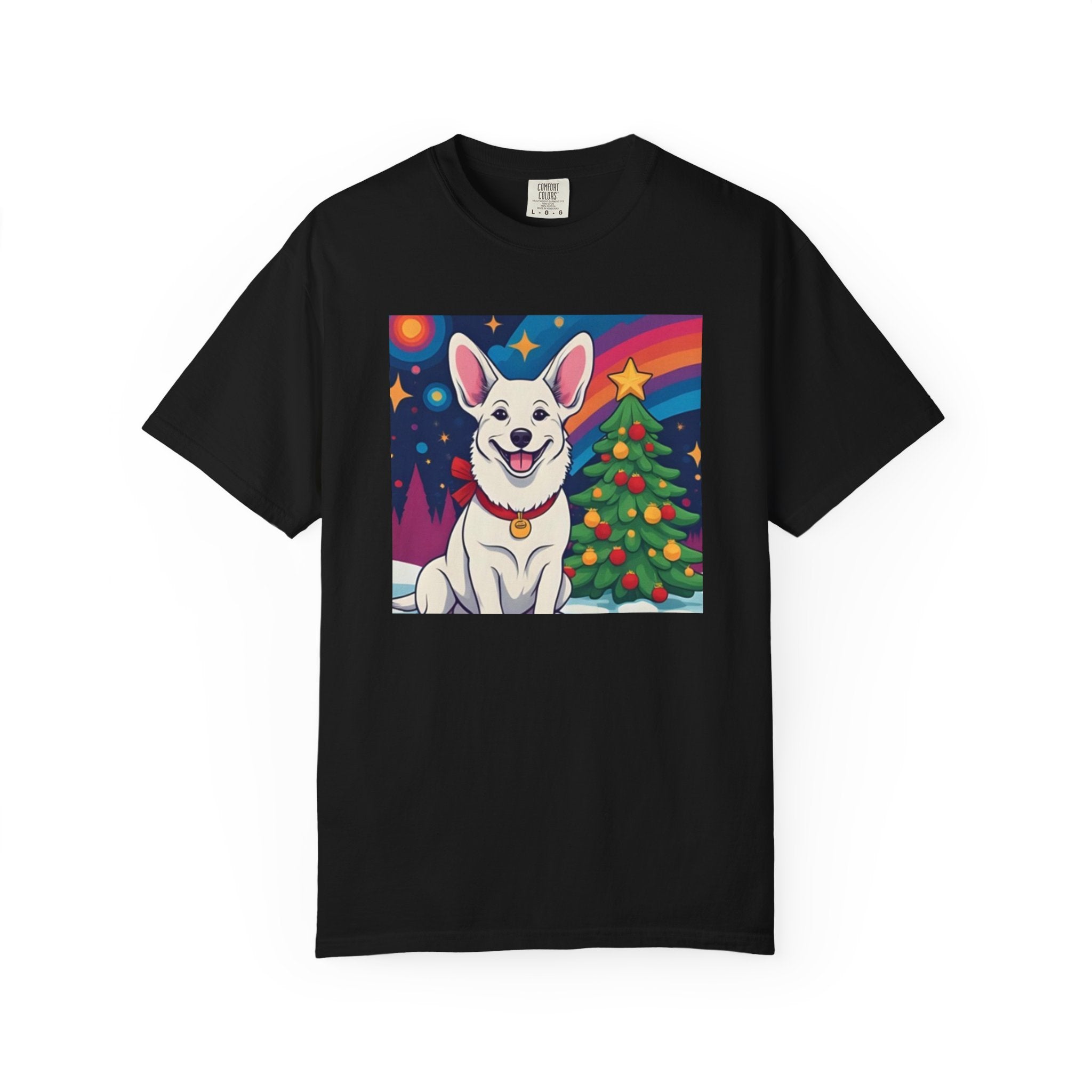 White Corgi Holiday Unisex Garment-Dyed T-shirt