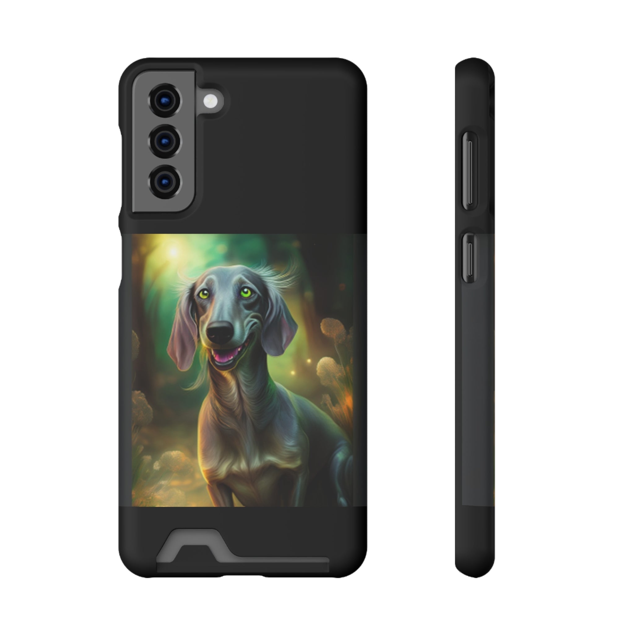Dachshund Silver Grey Phone Case with Card Holder