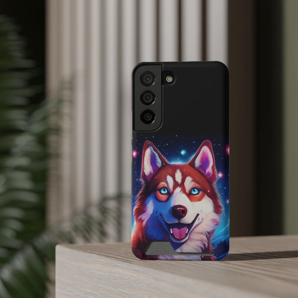 Eskimo Husky Stary Night Phone Case with Card Holder