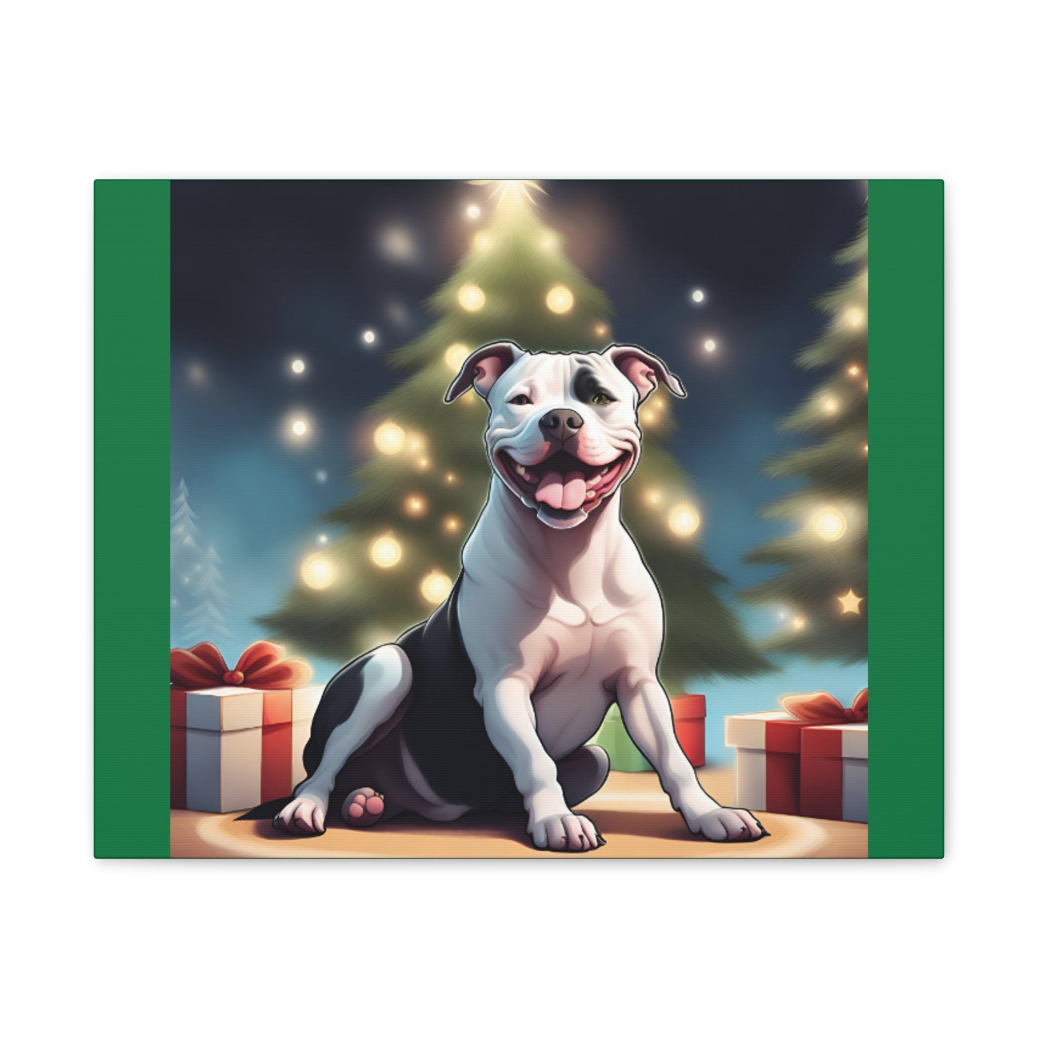 Pit Bull Holiday Canvas Stretched, 0.75"