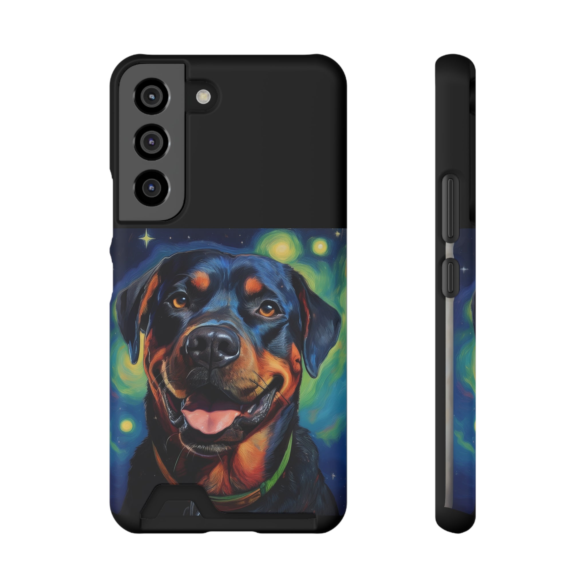 Rottweiler Stary Night Phone Case with Card Holder