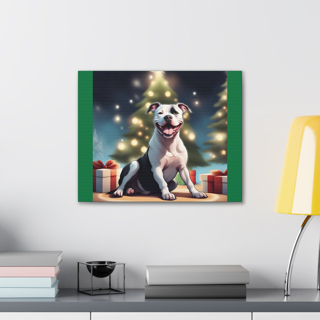 Pit Bull Holiday Canvas Stretched, 0.75"