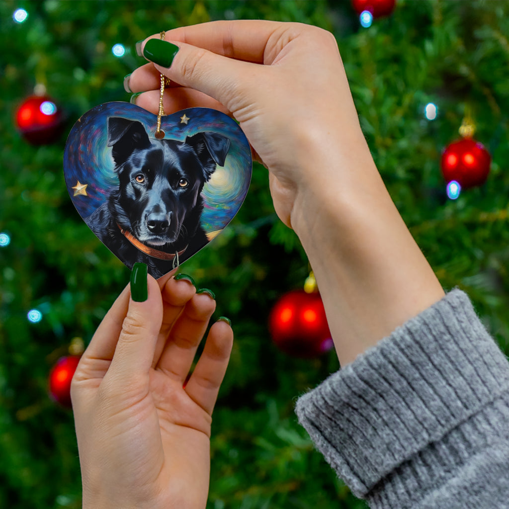 Black Shepherd Lab Stary Night Ceramic Ornament
