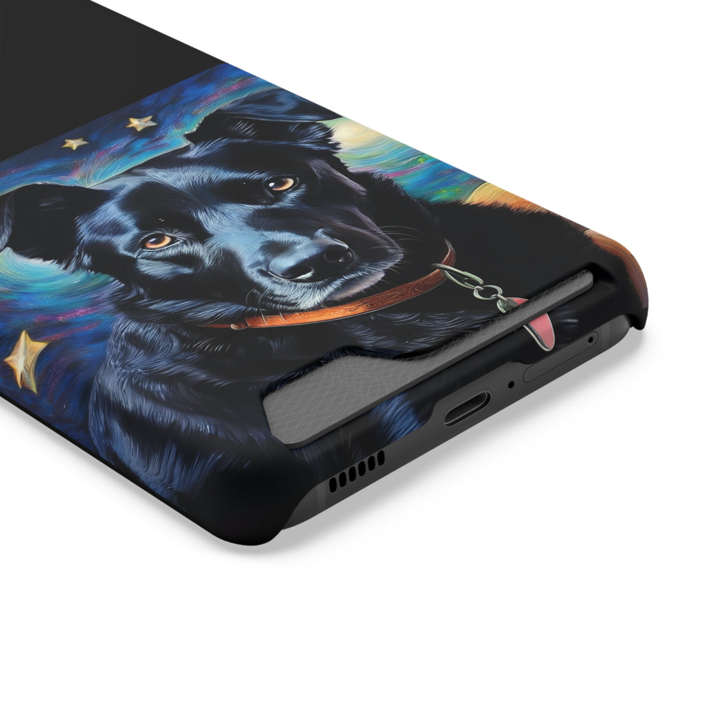 Black Shepherd Lab Stary Night Phone Case with Card Holder