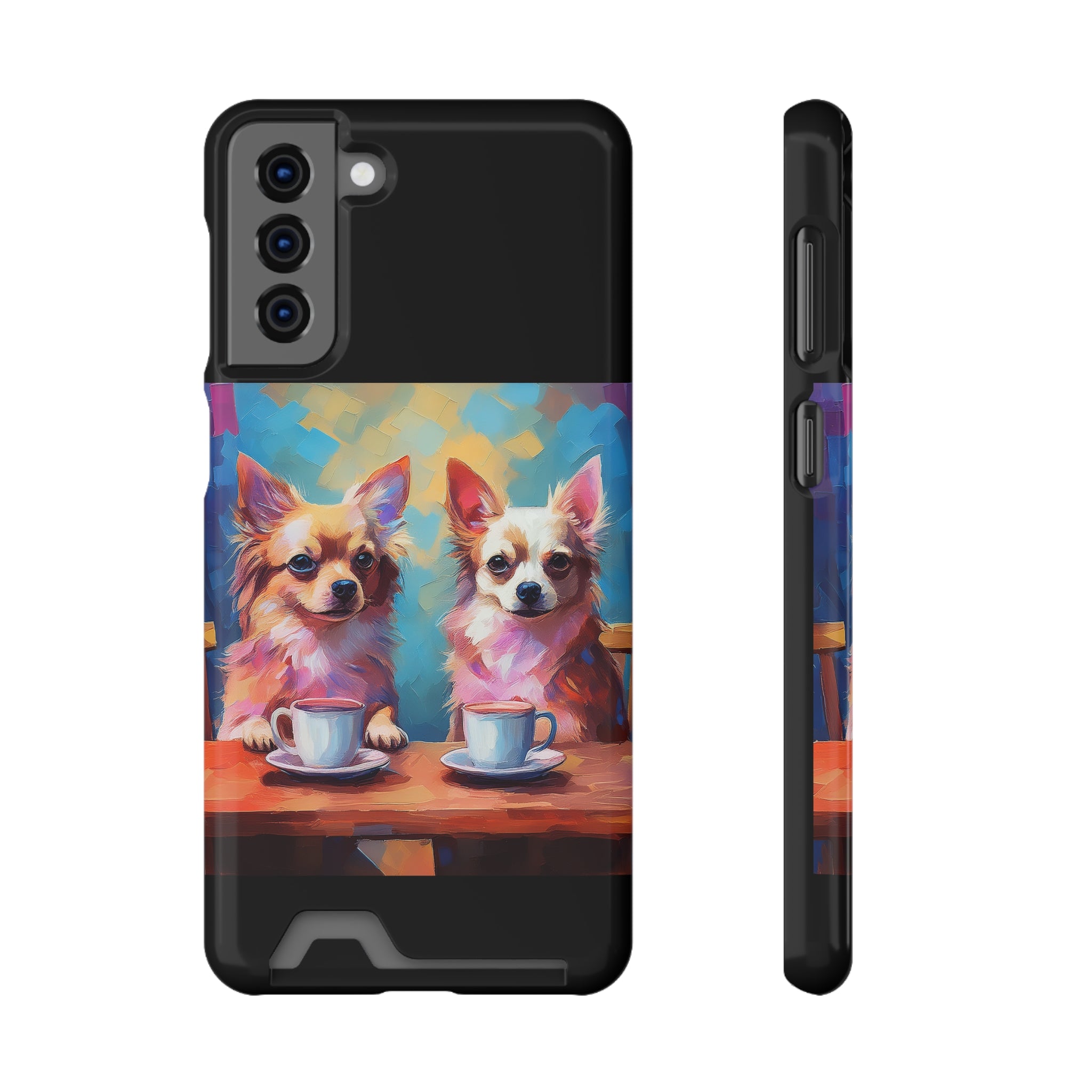 Cafe con Chihuahua Phone Case with Card Holder