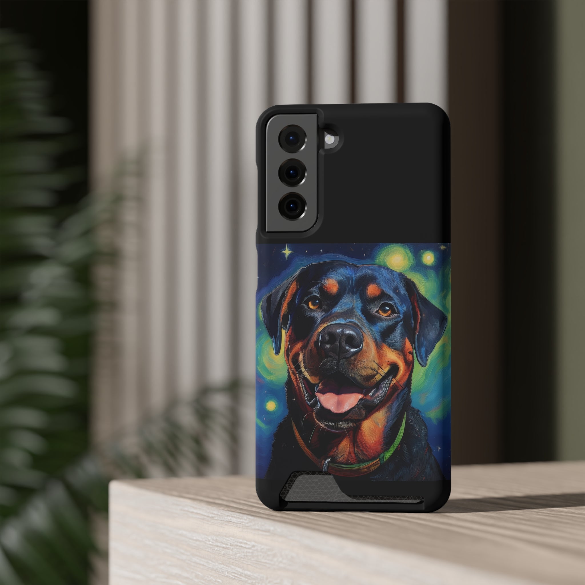 Rottweiler Stary Night Phone Case with Card Holder