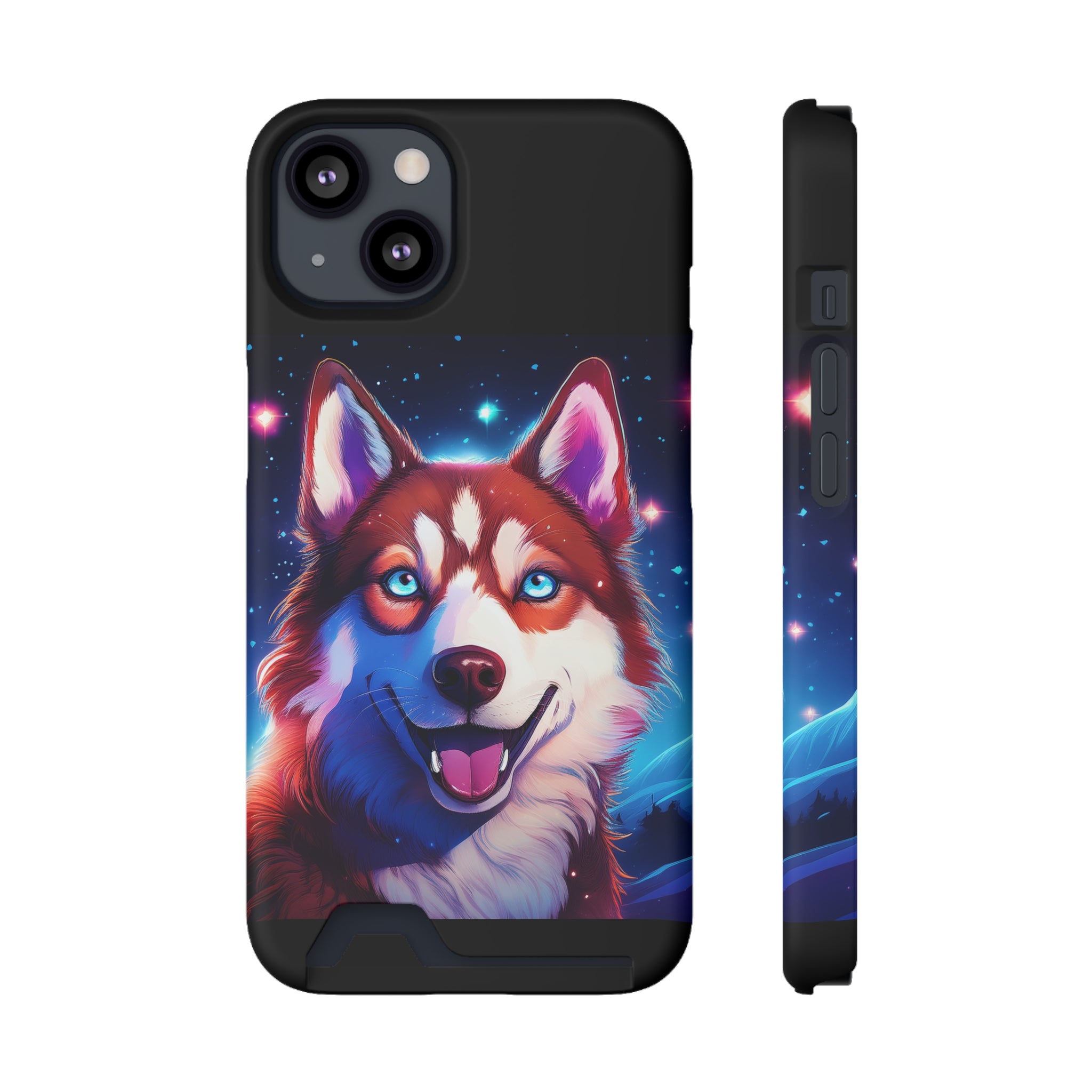 Eskimo Husky Stary Night Phone Case with Card Holder