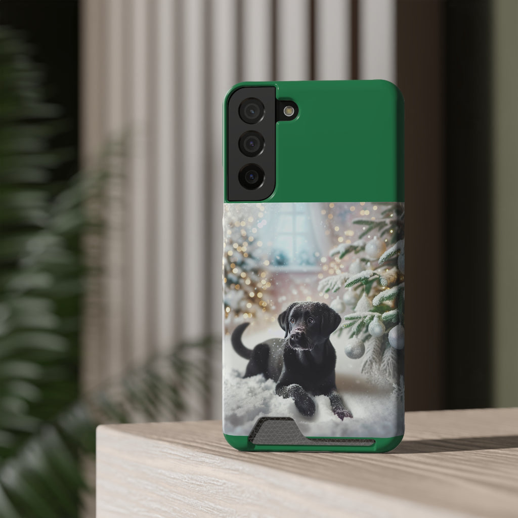 Black Lab Holiday Phone Case with Card Holder