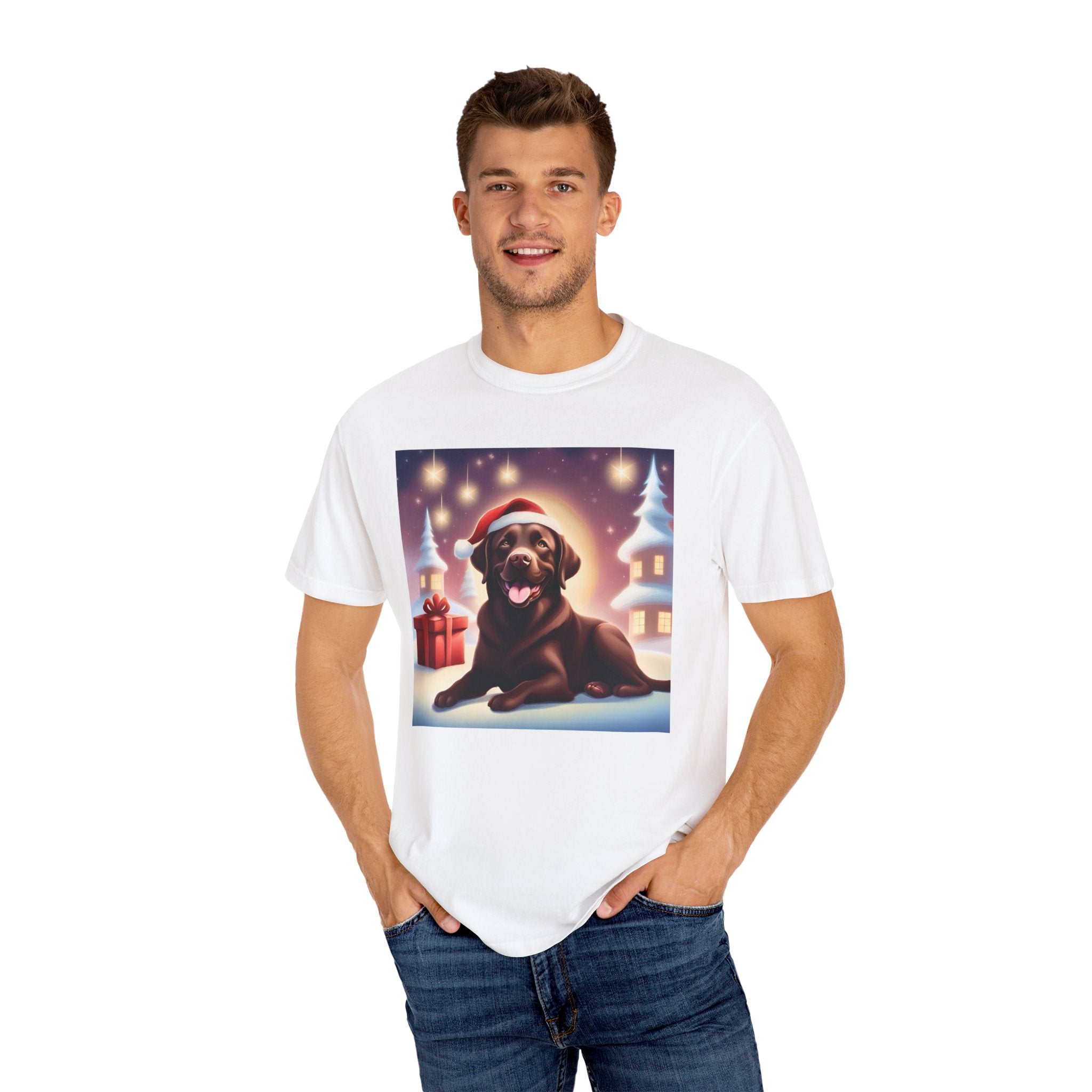 Chocolate Lab Holiday Unisex Garment-Dyed T-shirt