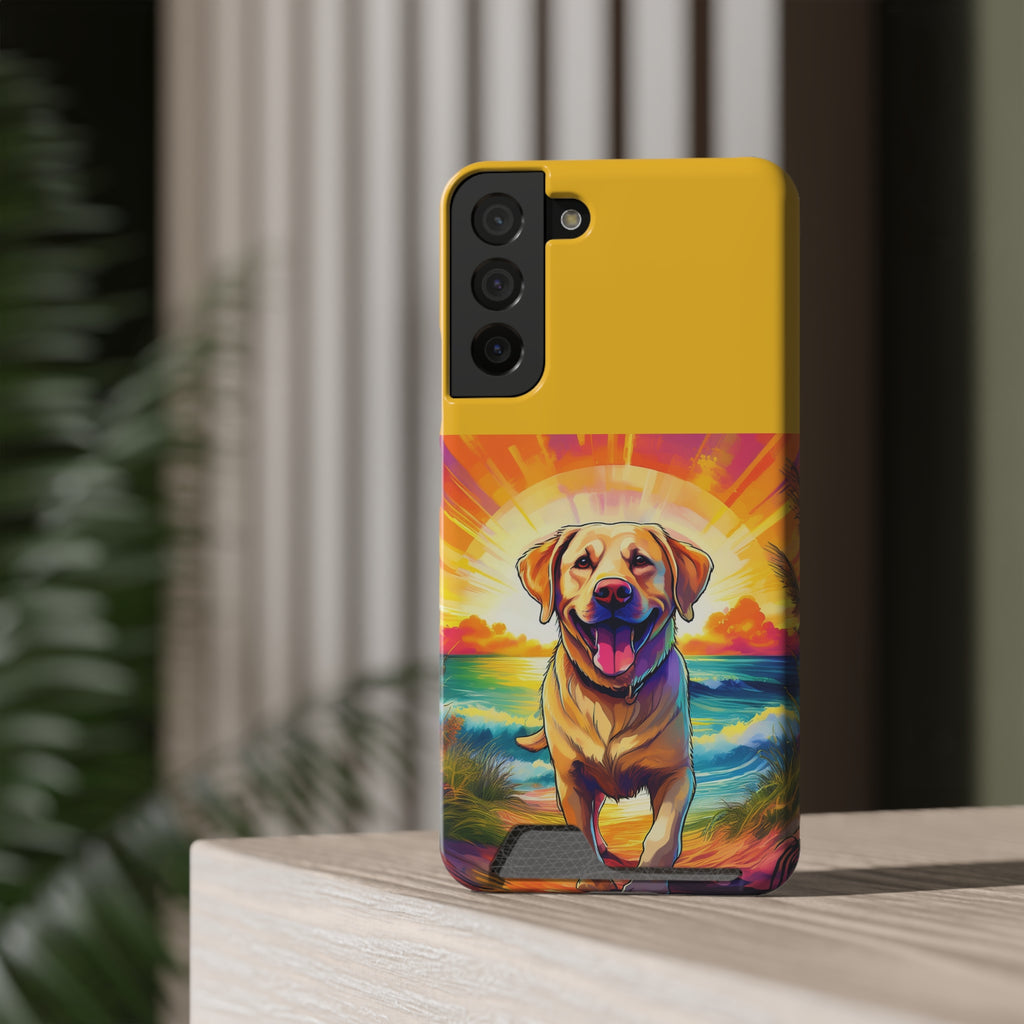 Yellow Lab Sunset Beach Phone Case with Card Holder