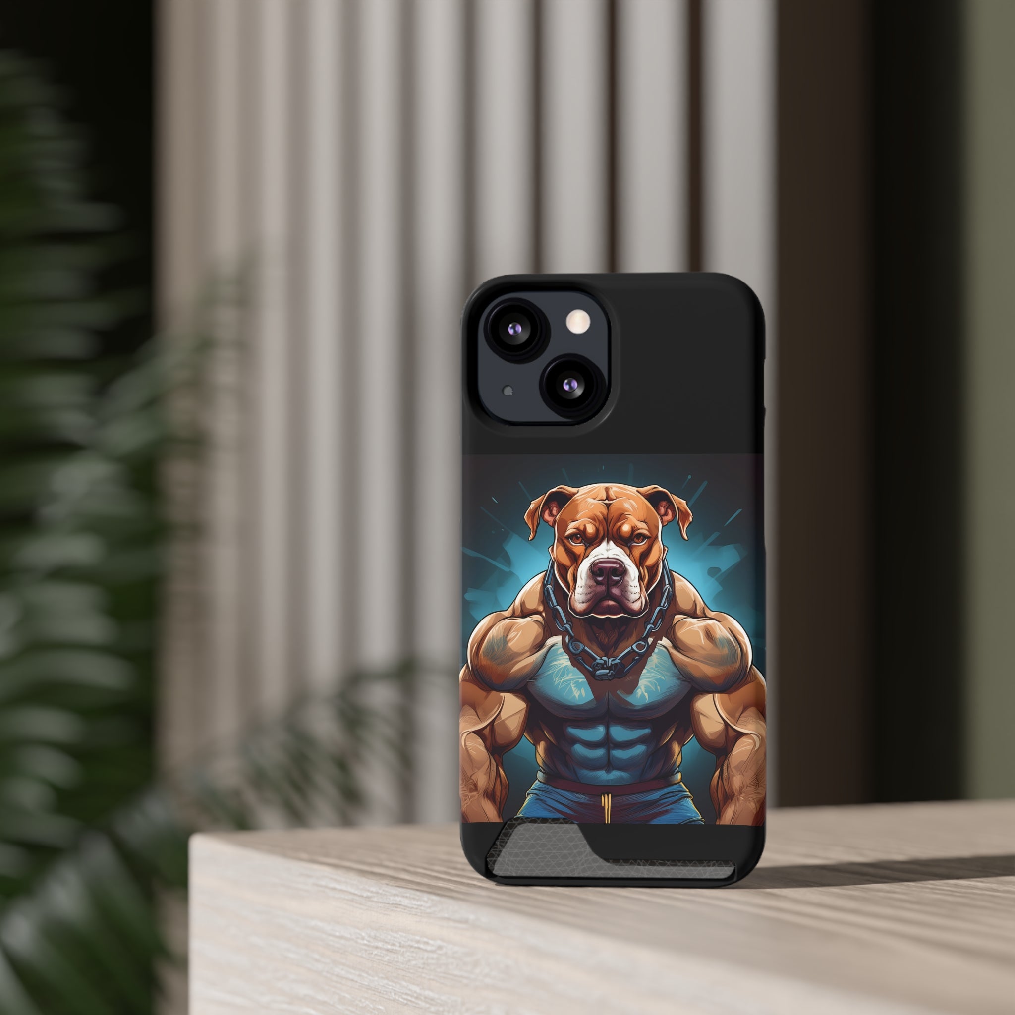 Pitbull Body Builder Phone Case with Card Holder